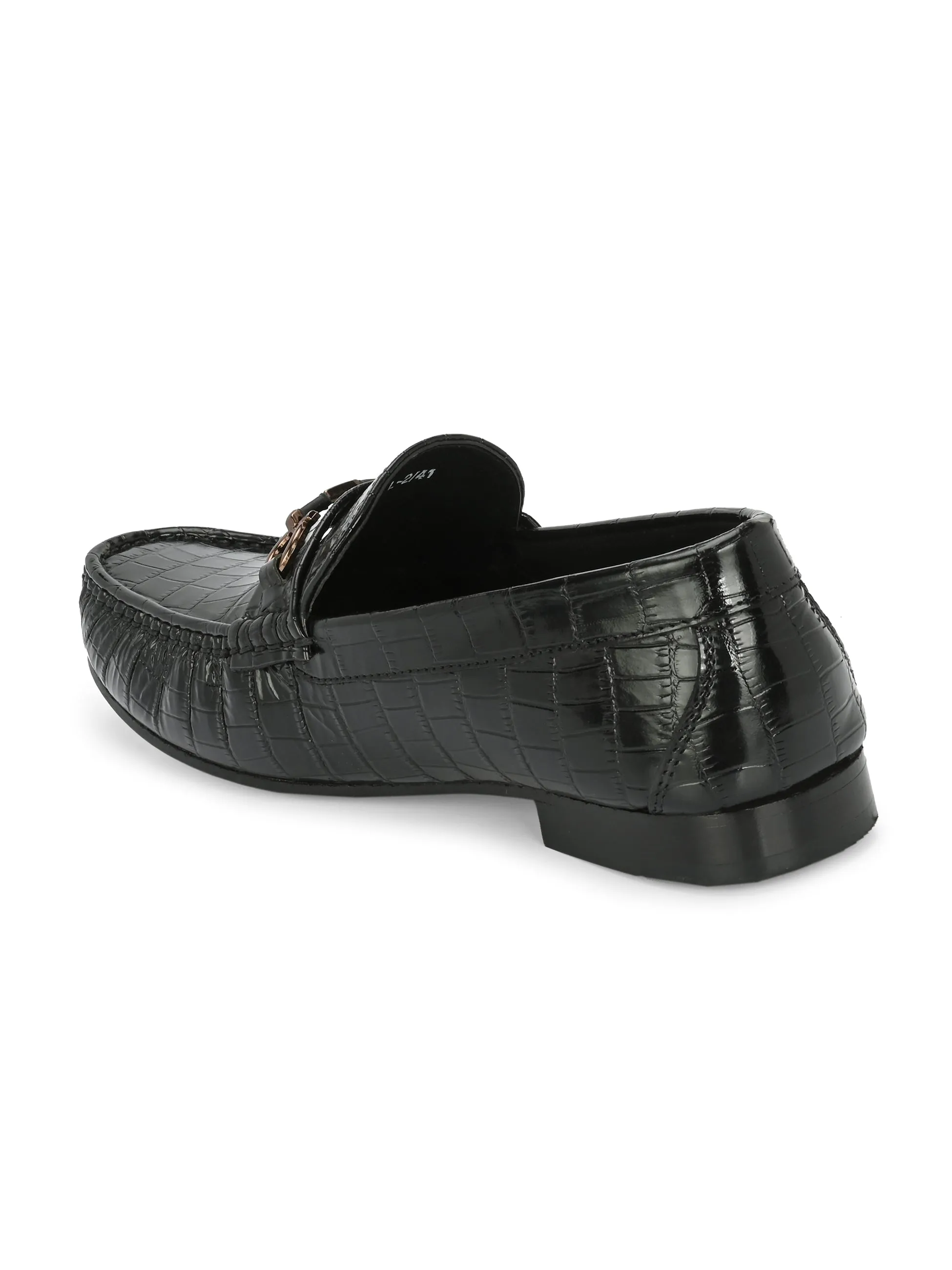 Hitz Herren Schwarze Leder Slip-On Bequeme Party-Loafer Schuhe
