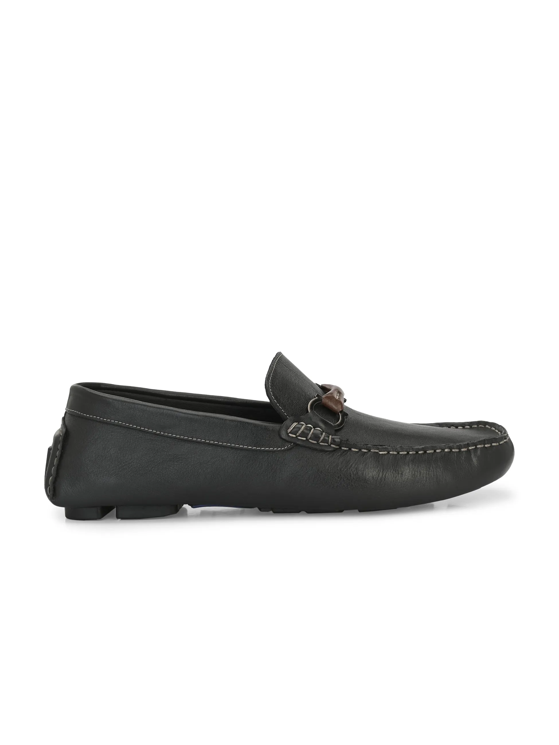 Hitz Herren Schwarze Leder Schlupf-Loafer Schuhe