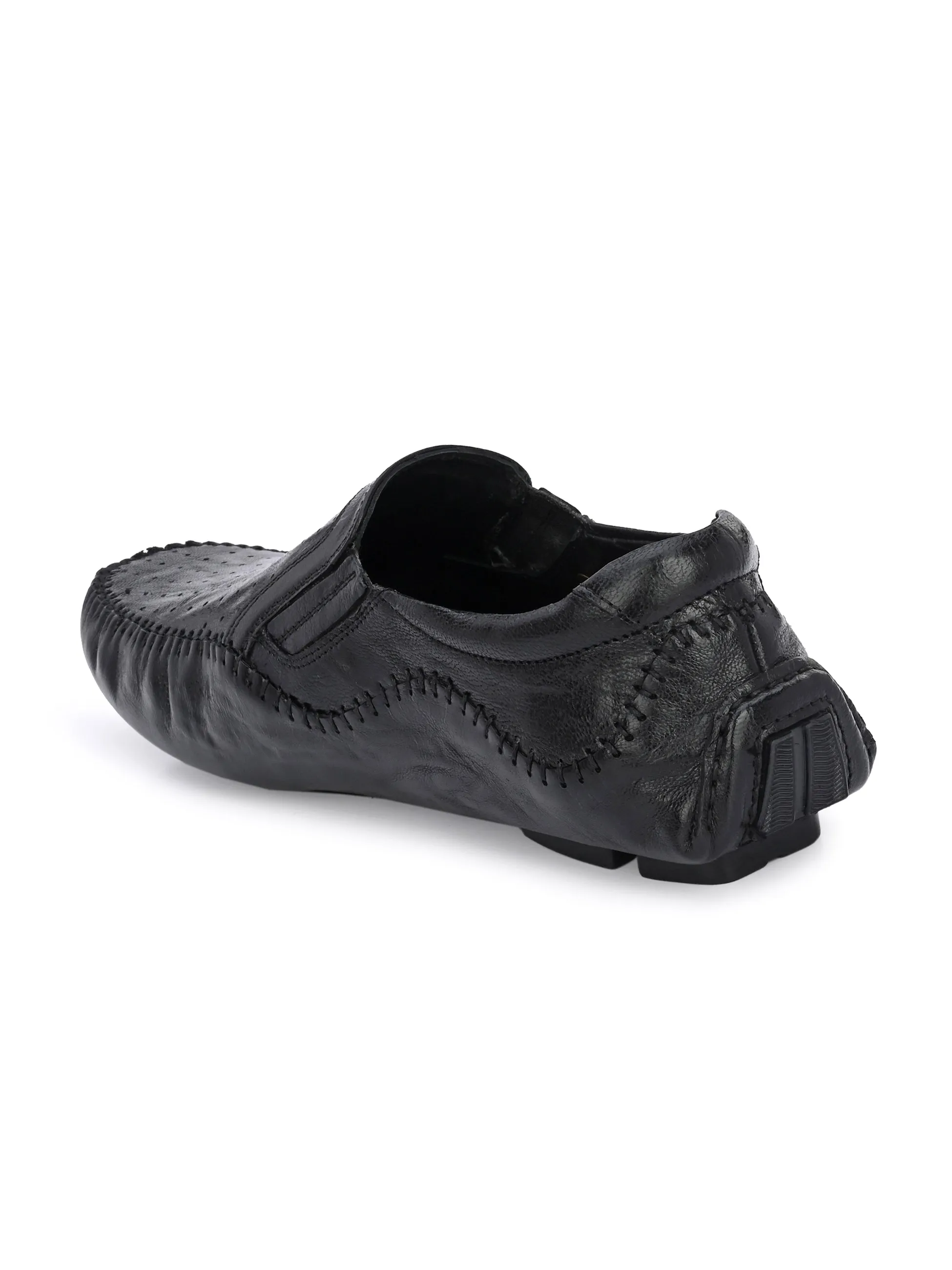 Hitz Herren Schwarze Leder Schlupf-Loafer Schuhe