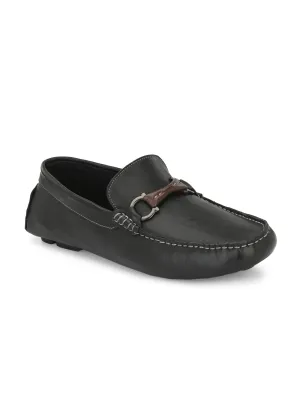 Hitz Herren Schwarze Leder Schlupf-Loafer Schuhe
