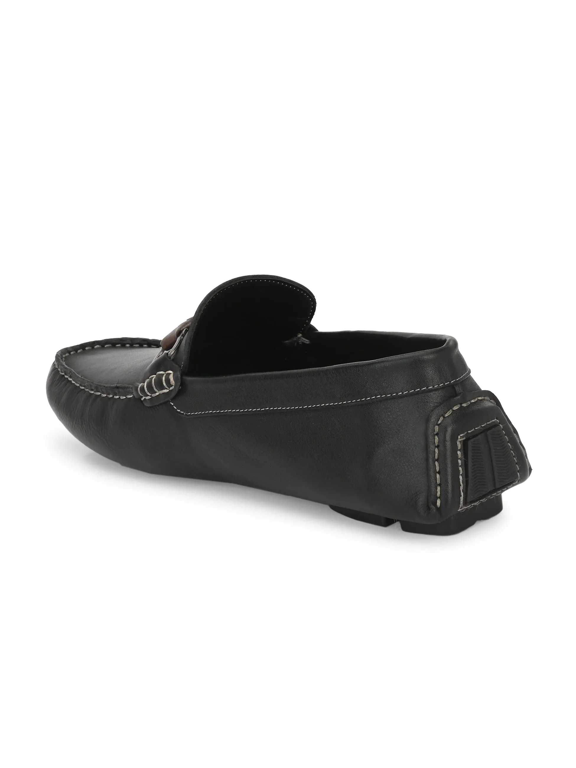 Hitz Herren Schwarze Leder Schlupf-Loafer Schuhe