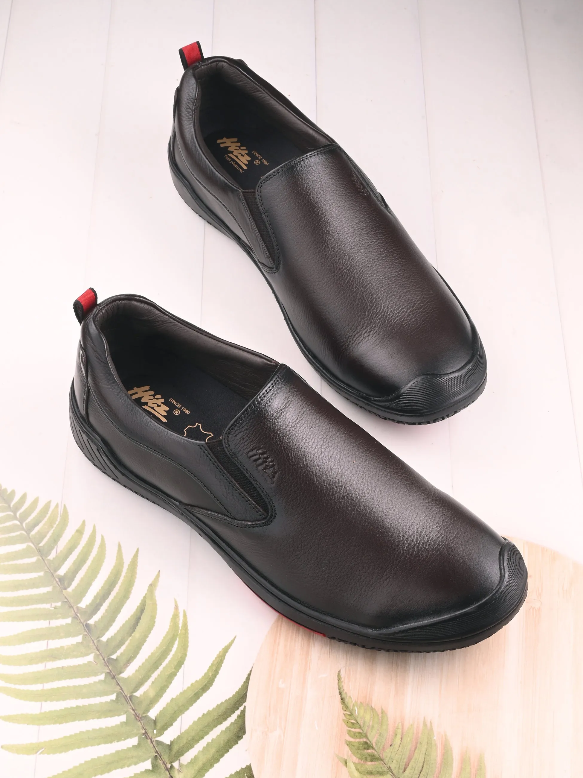 Hitz Herren Braune Lederschlupfschuhe für formelle Anlässe