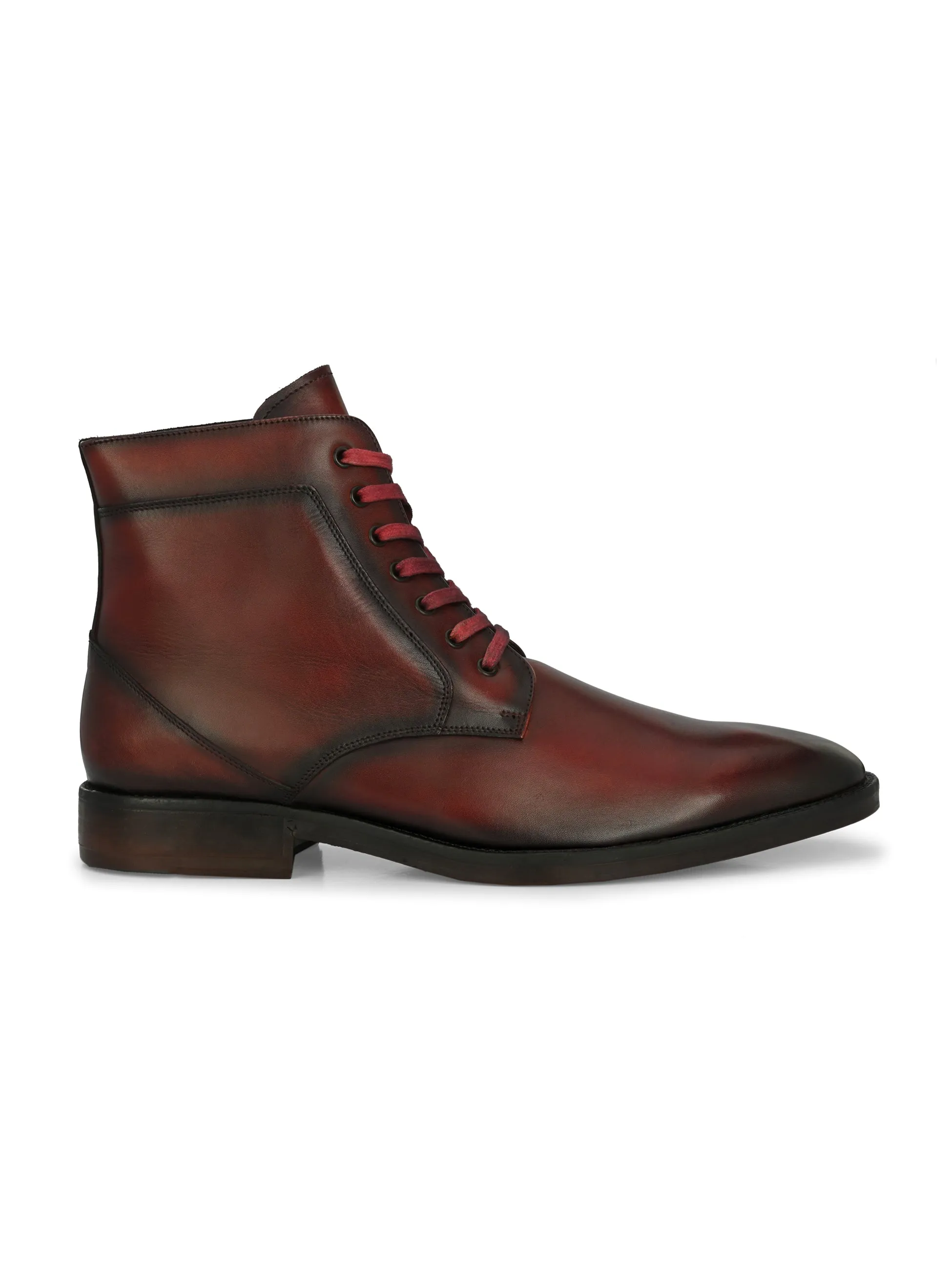 Hitz Herren Rote Leder Schnürstiefel