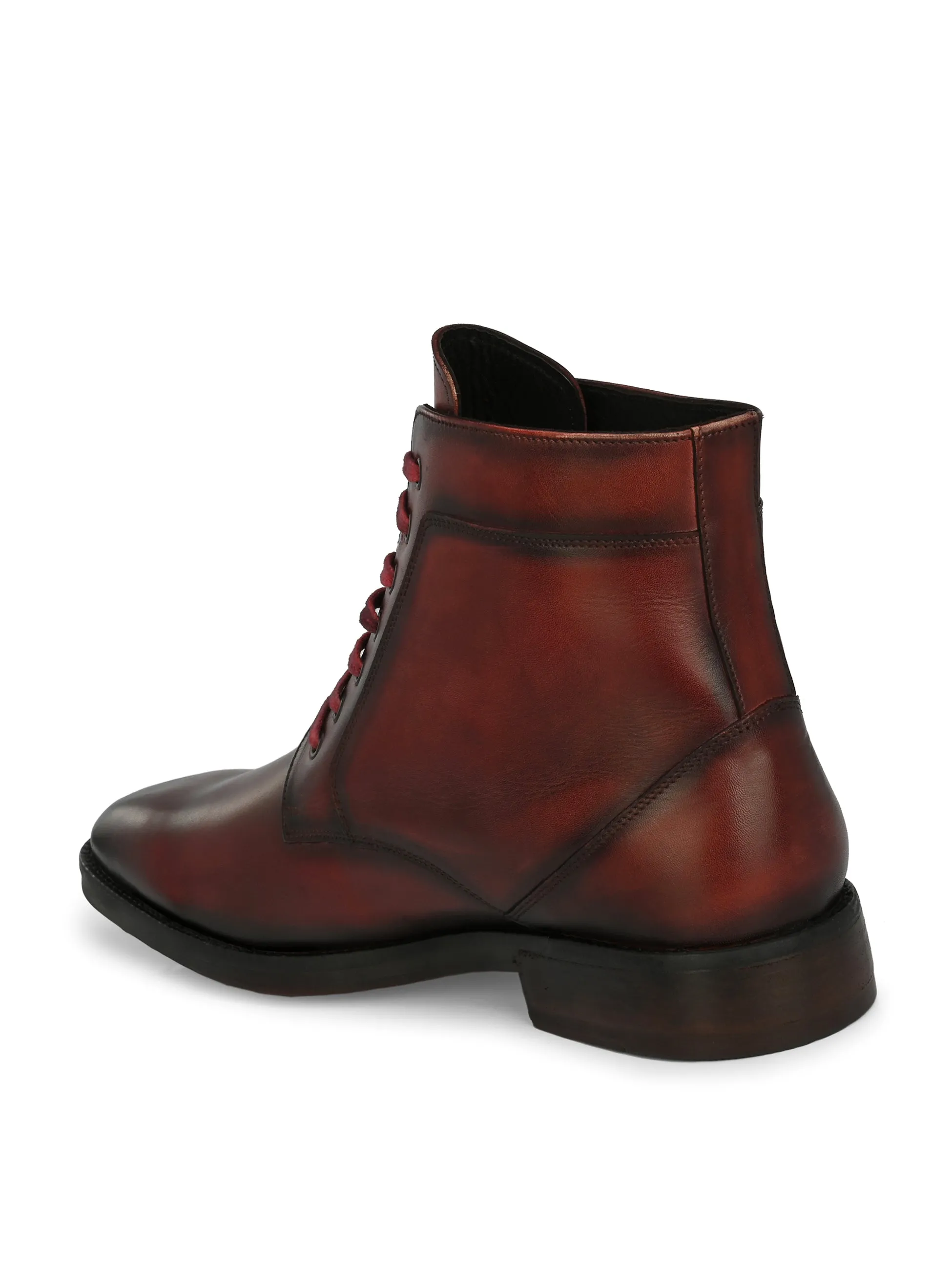 Hitz Herren Rote Leder Schnürstiefel