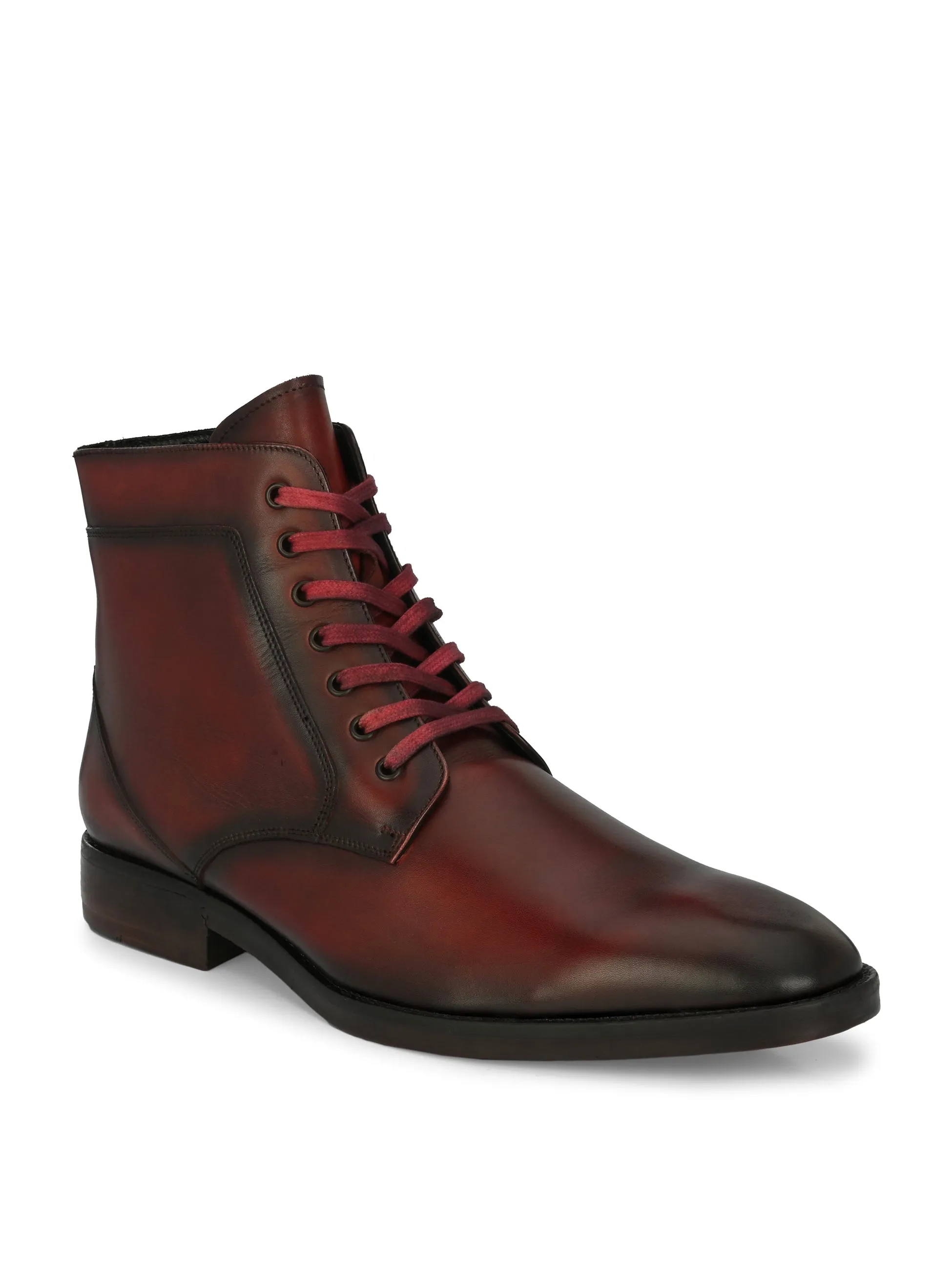 Hitz Herren Rote Leder Schnürstiefel