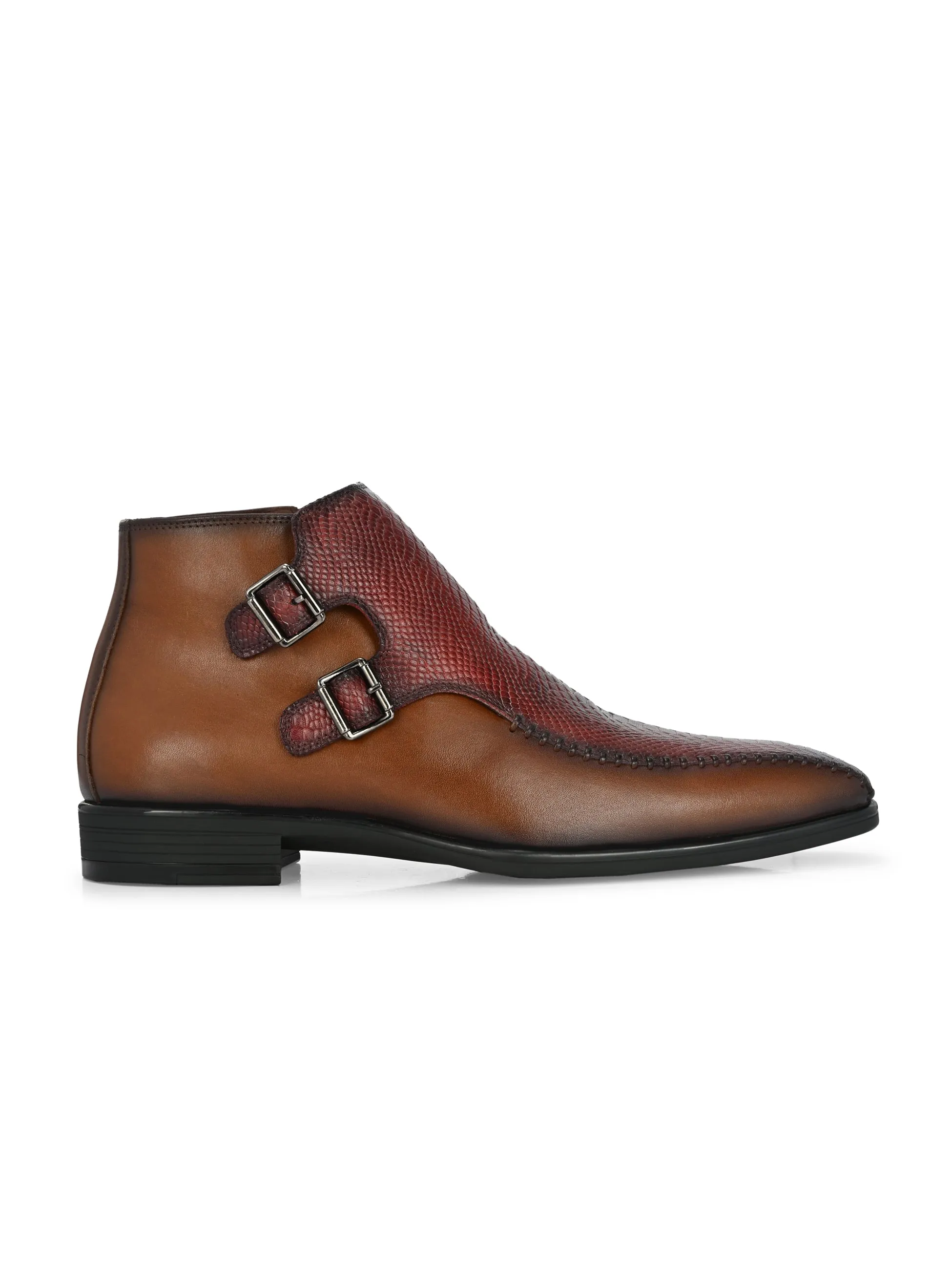 Hitz Herren Lederstiefel mit Schnalle in Braun