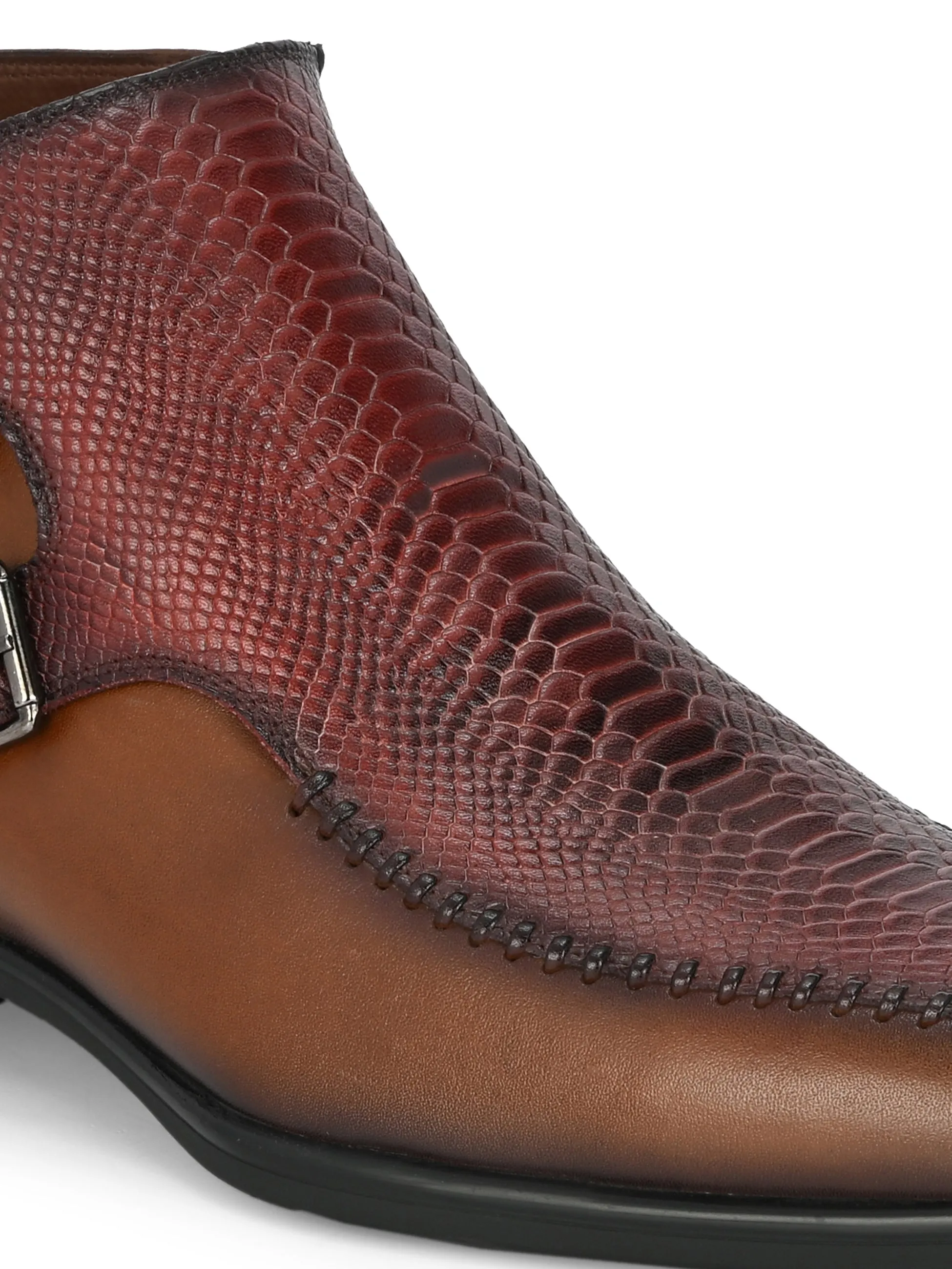 Hitz Herren Lederstiefel mit Schnalle in Braun