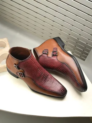 Hitz Herren Lederstiefel mit Schnalle in Braun