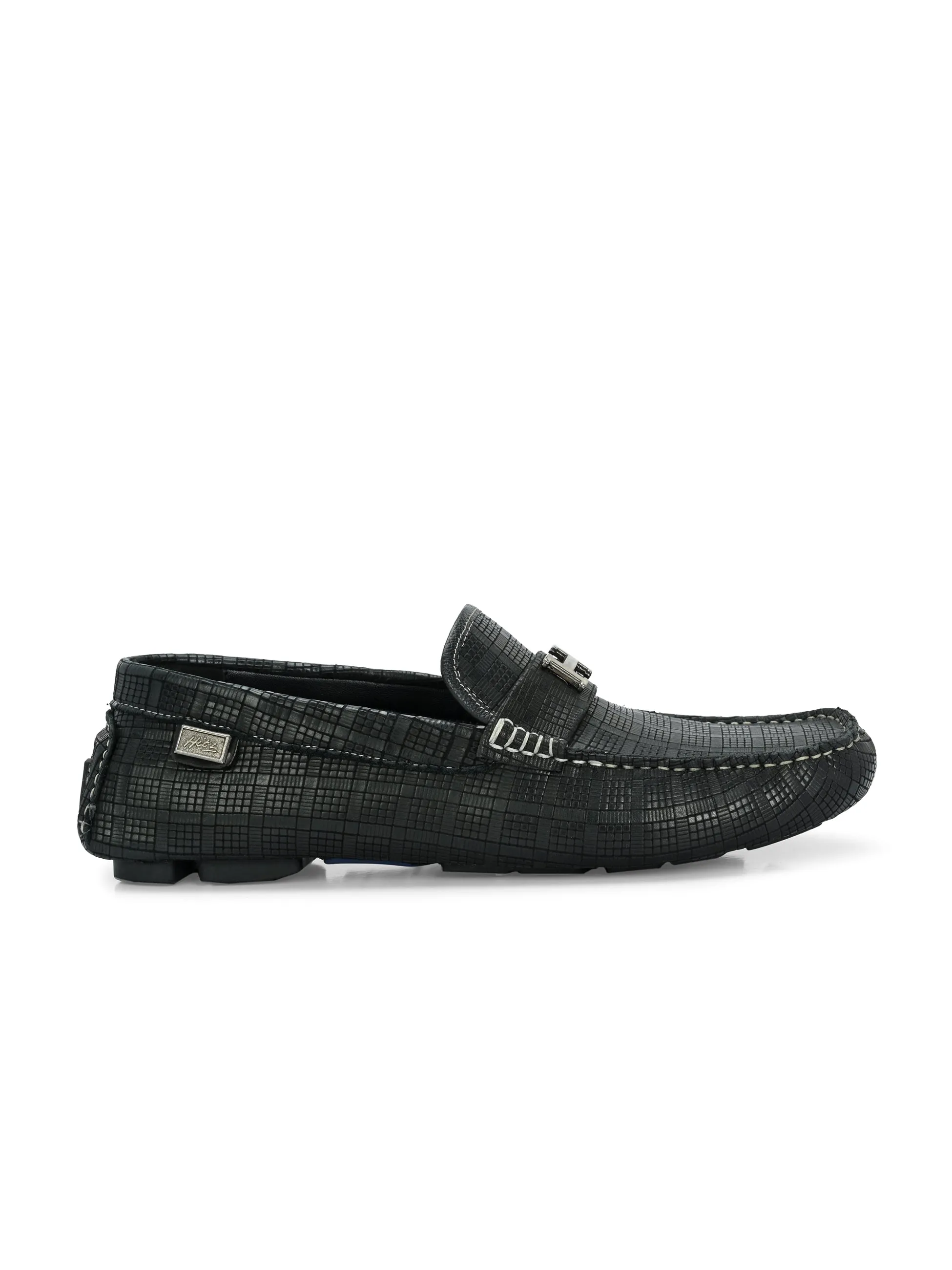 HITZ1072 Herren Schwarze Leder Bequeme Schlupfschuhe