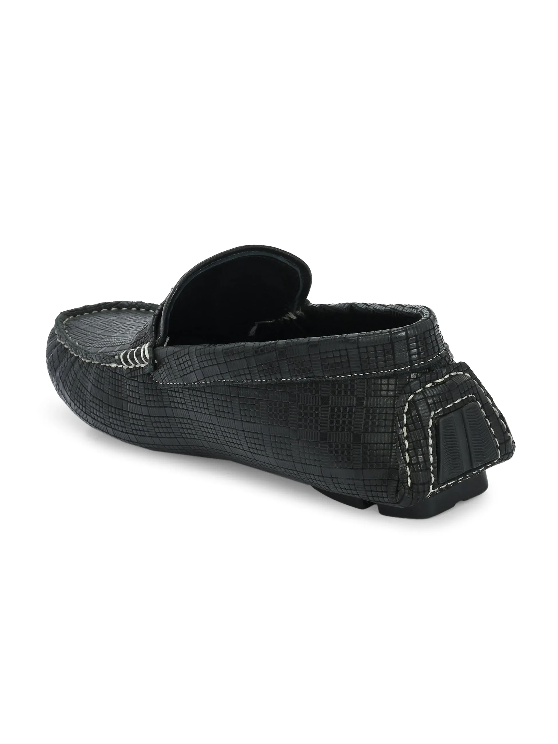 HITZ1072 Herren Schwarze Leder Bequeme Schlupfschuhe