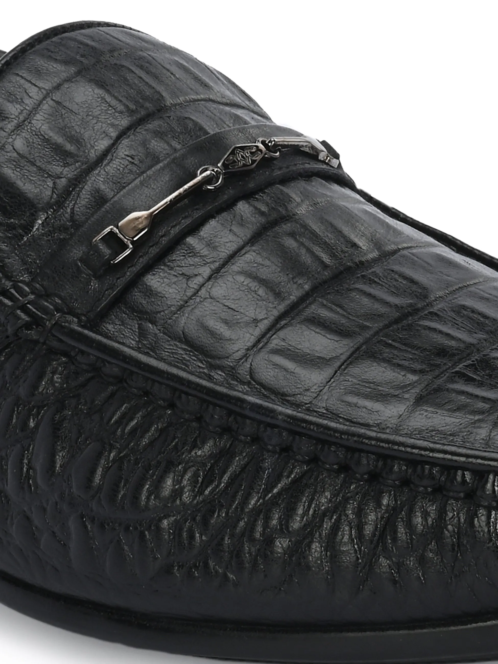 HITZ5336-Herren Schwarze Leder Freizeit-Loafer