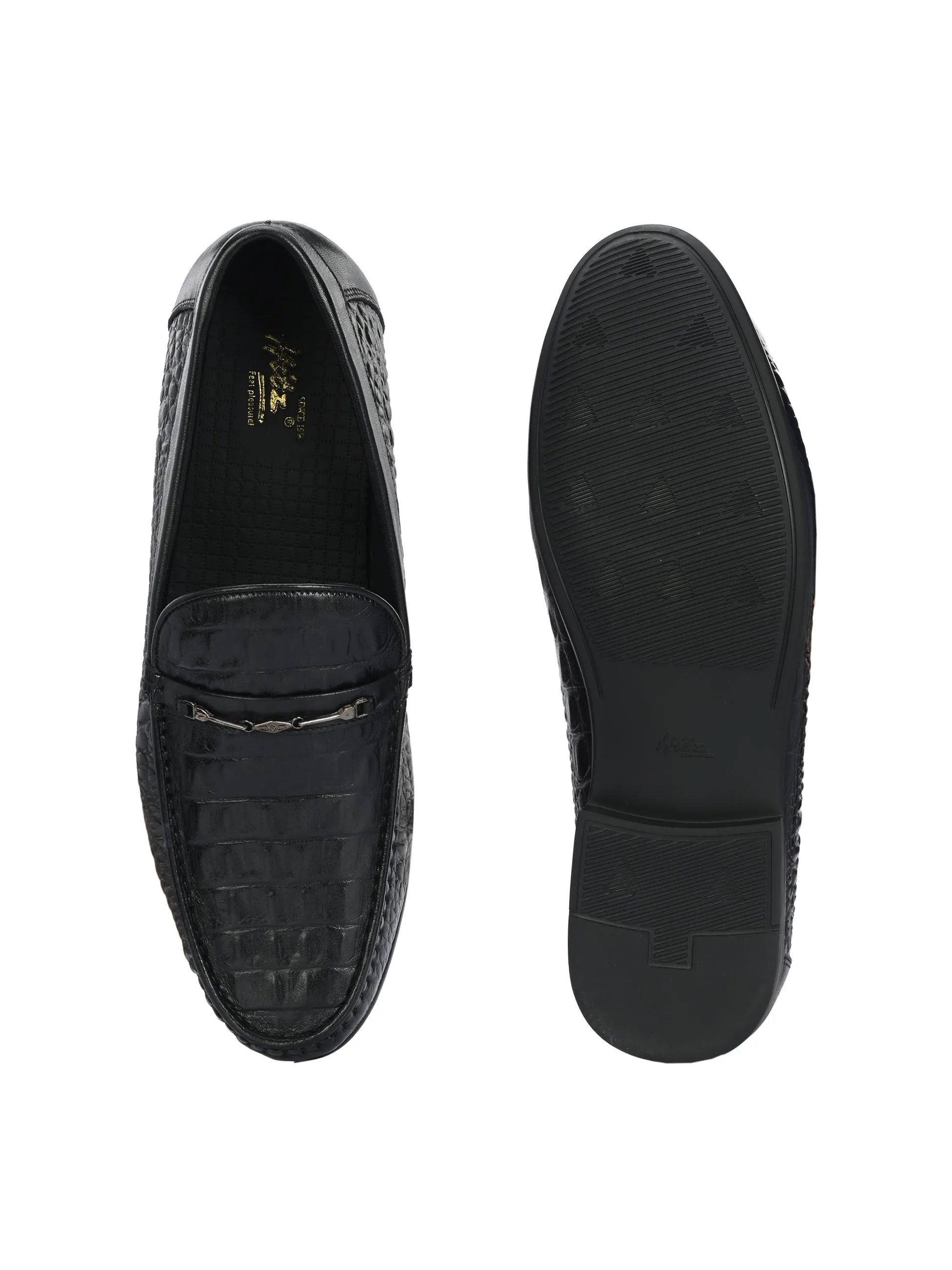 HITZ5336-Herren Schwarze Leder Freizeit-Loafer