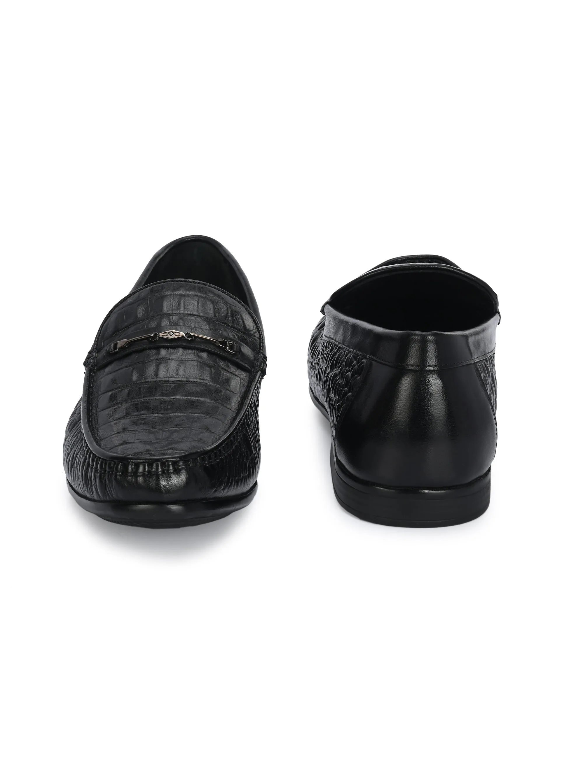 HITZ5336-Herren Schwarze Leder Freizeit-Loafer