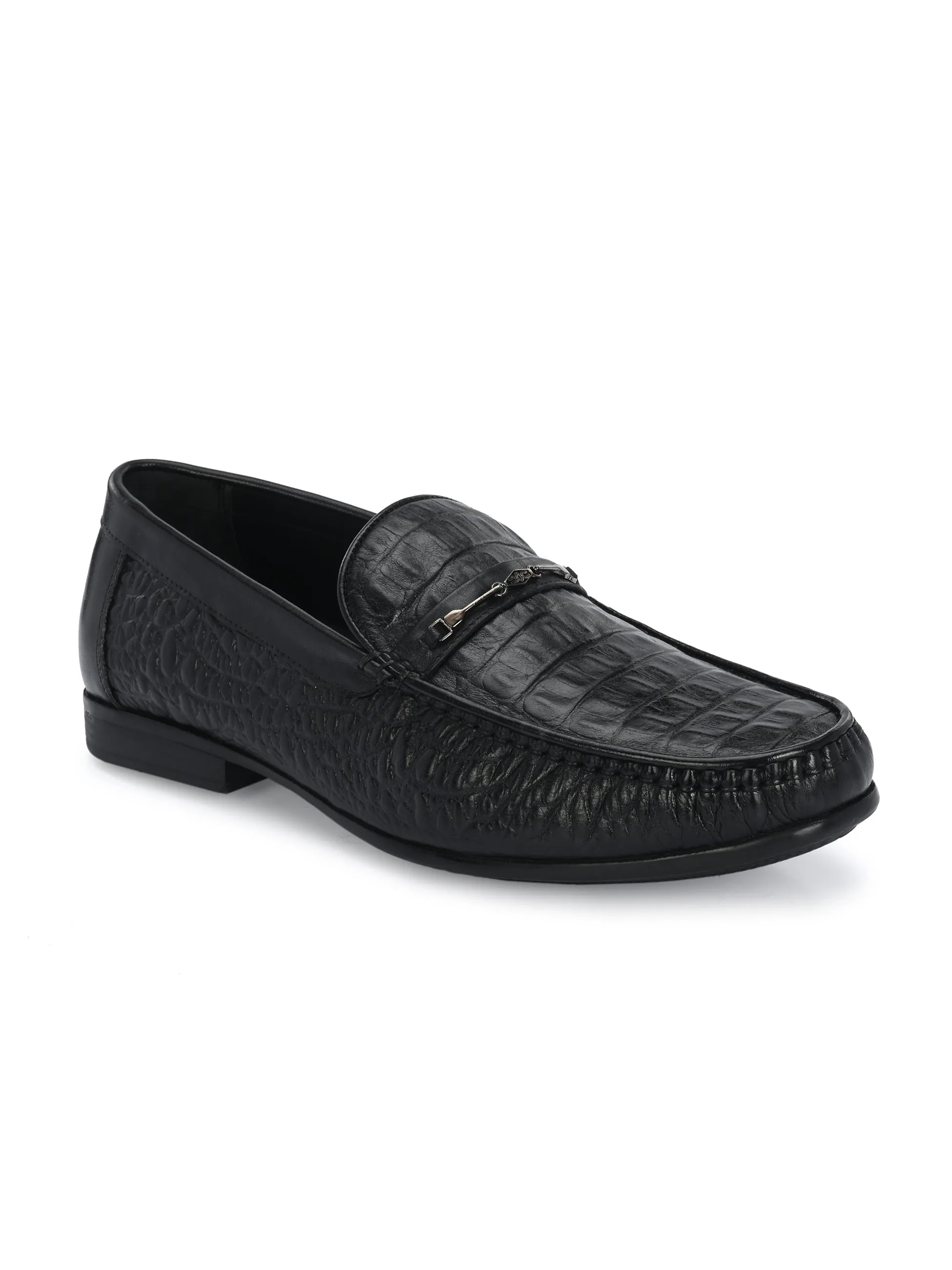 HITZ5336-Herren Schwarze Leder Freizeit-Loafer