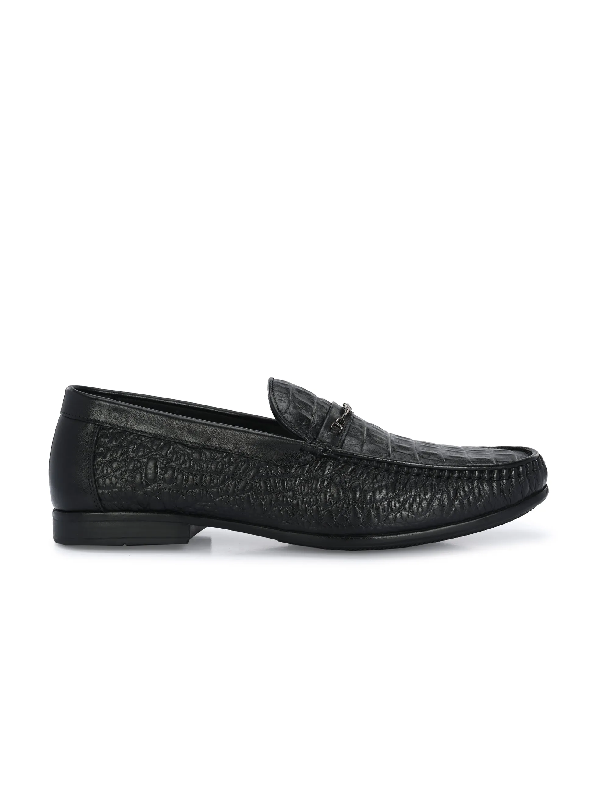 HITZ5336-Herren Schwarze Leder Freizeit-Loafer