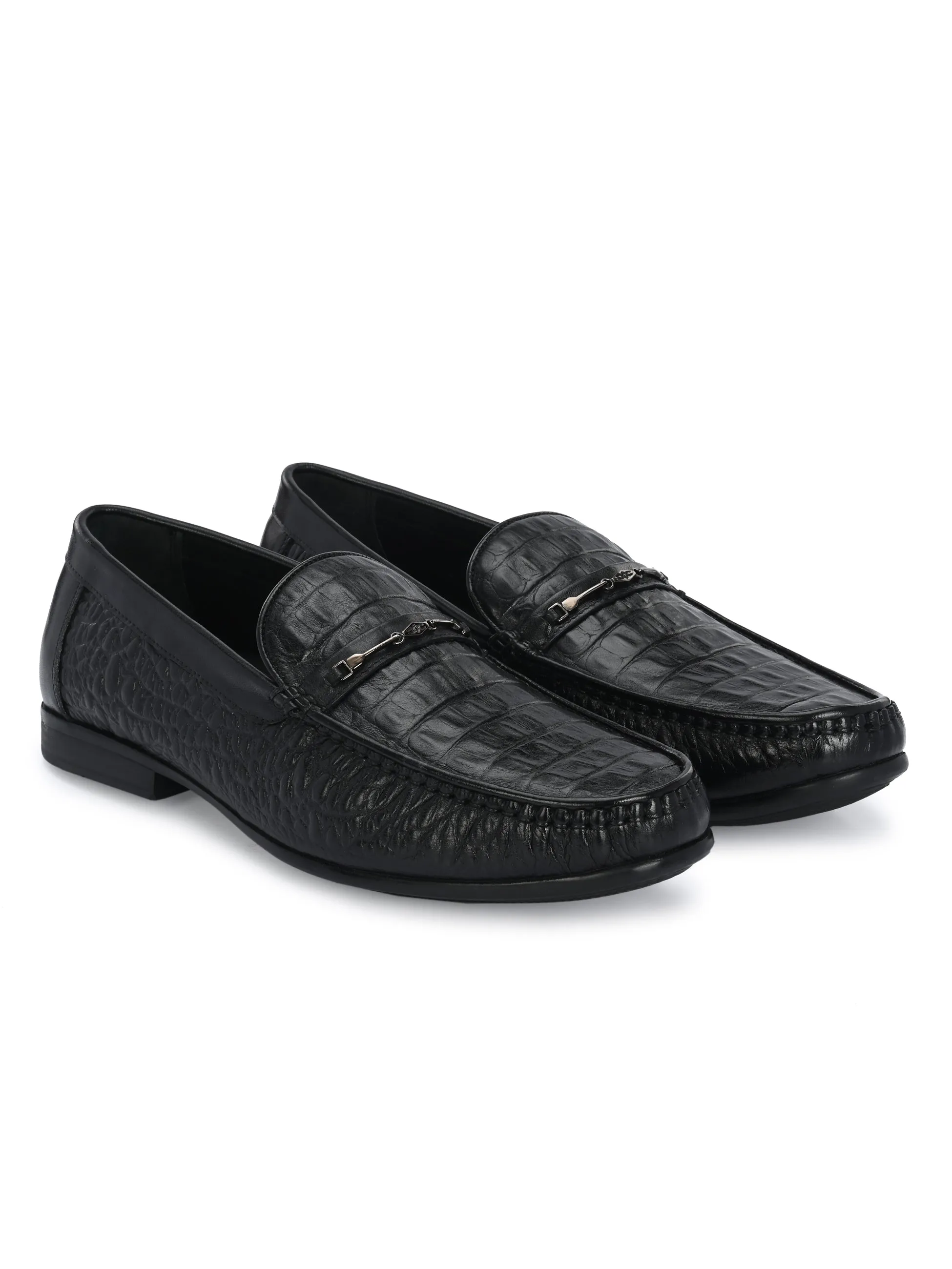 HITZ5336-Herren Schwarze Leder Freizeit-Loafer