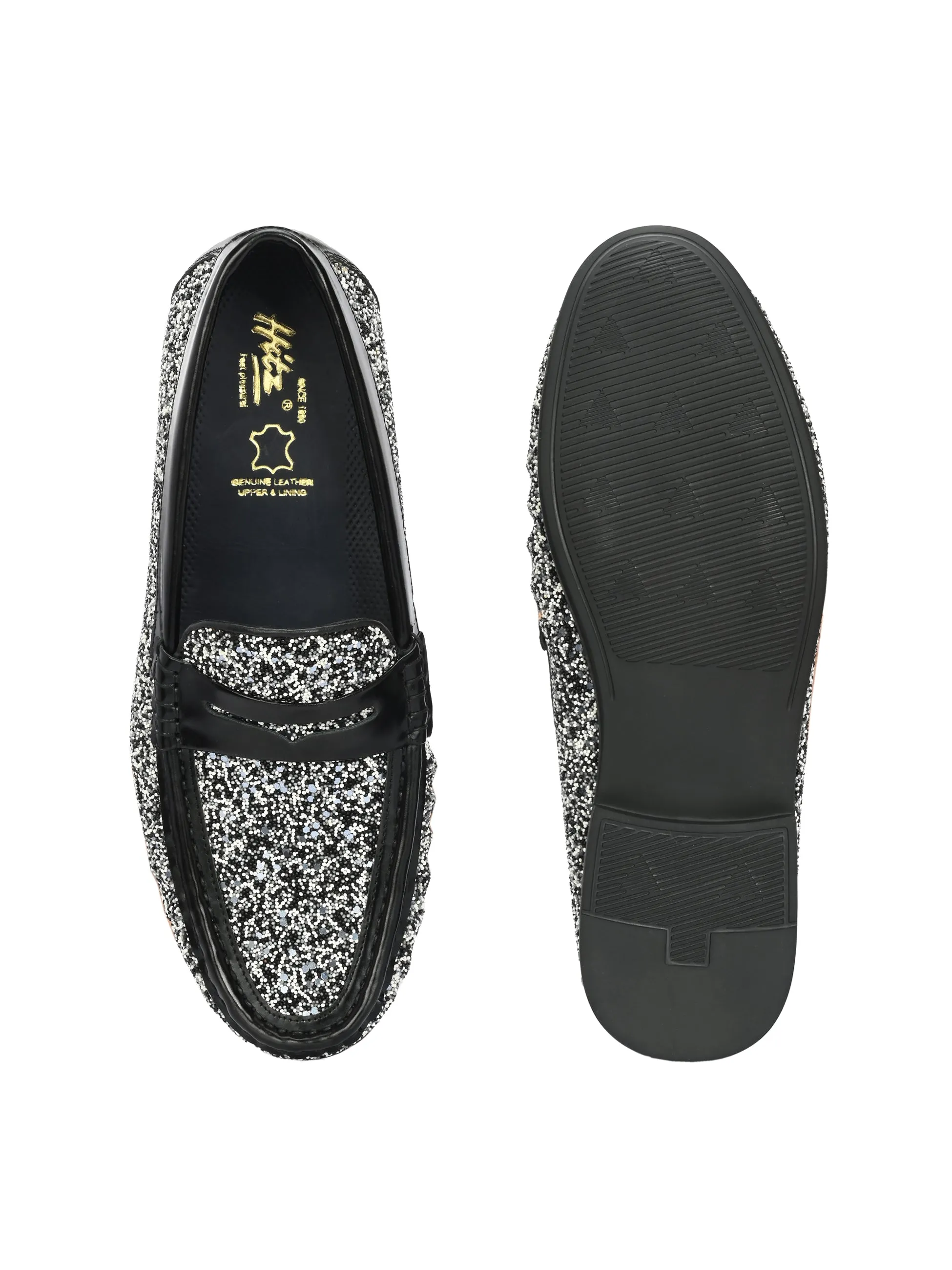 HITZ5338 - Herren Leder-Slipper in Schwarz für den Casual-Look