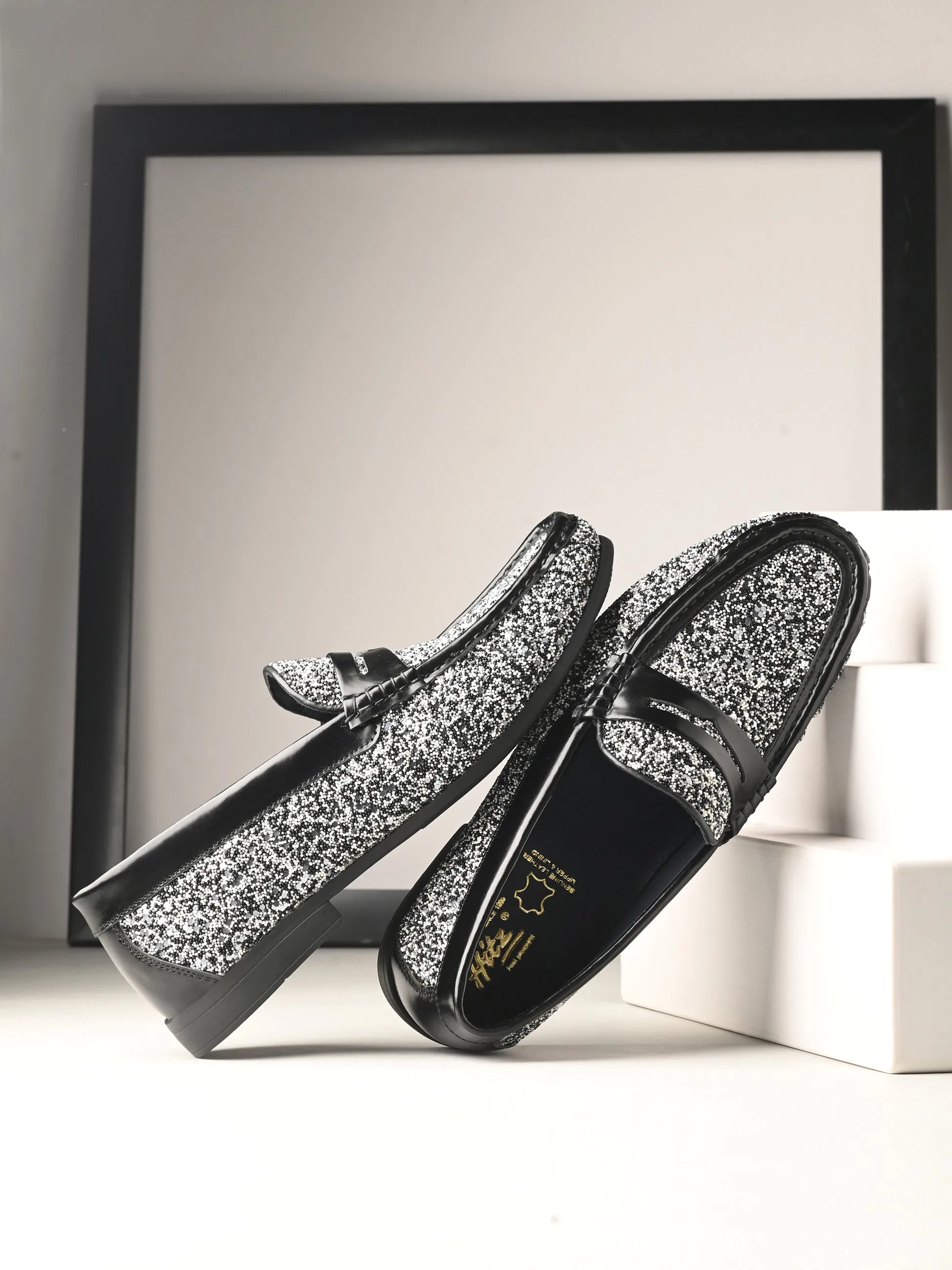 HITZ5338 - Herren Leder-Slipper in Schwarz für den Casual-Look