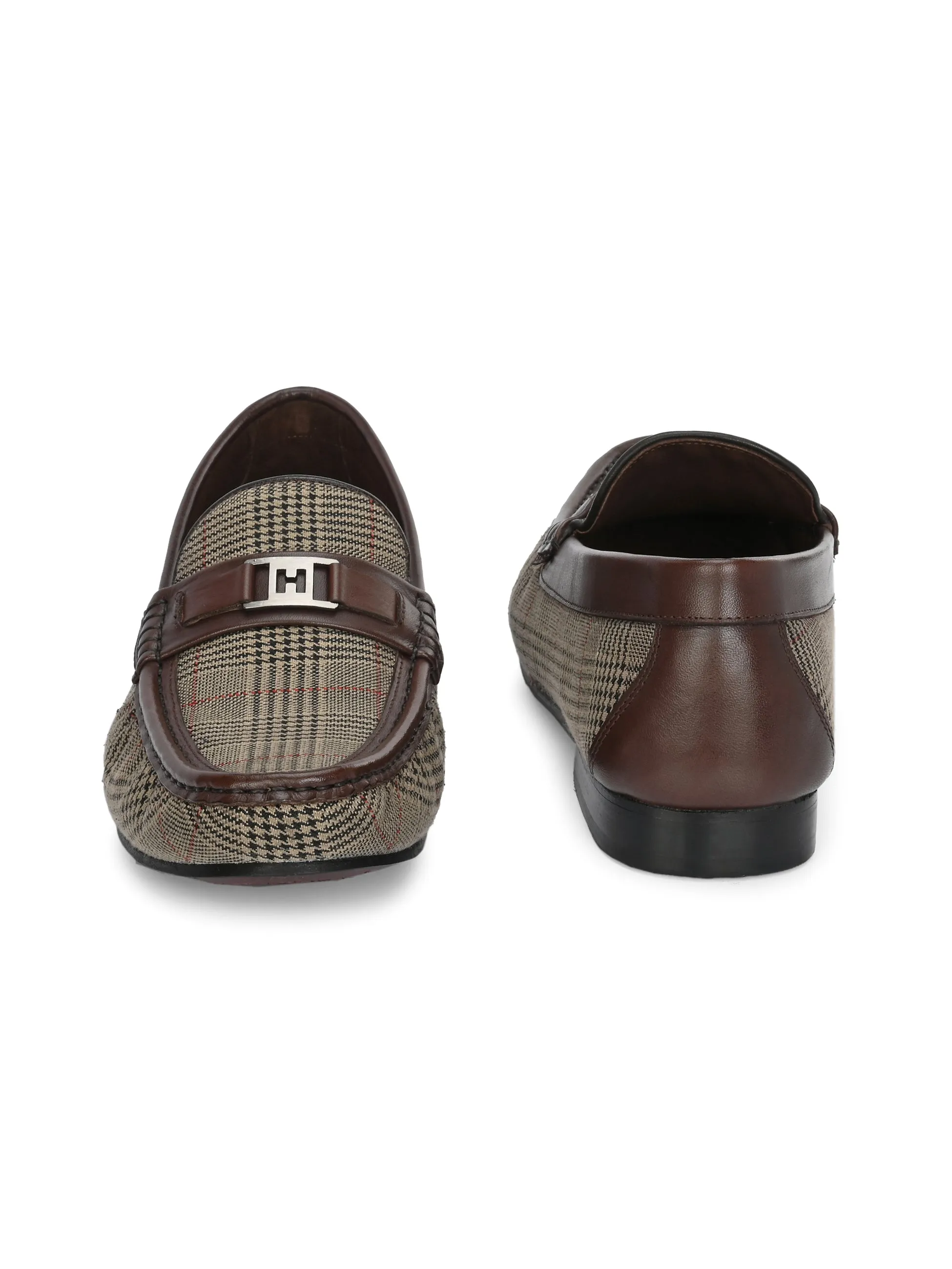 HITZ5341-Herren Braune Leder Freizeit-Loafer