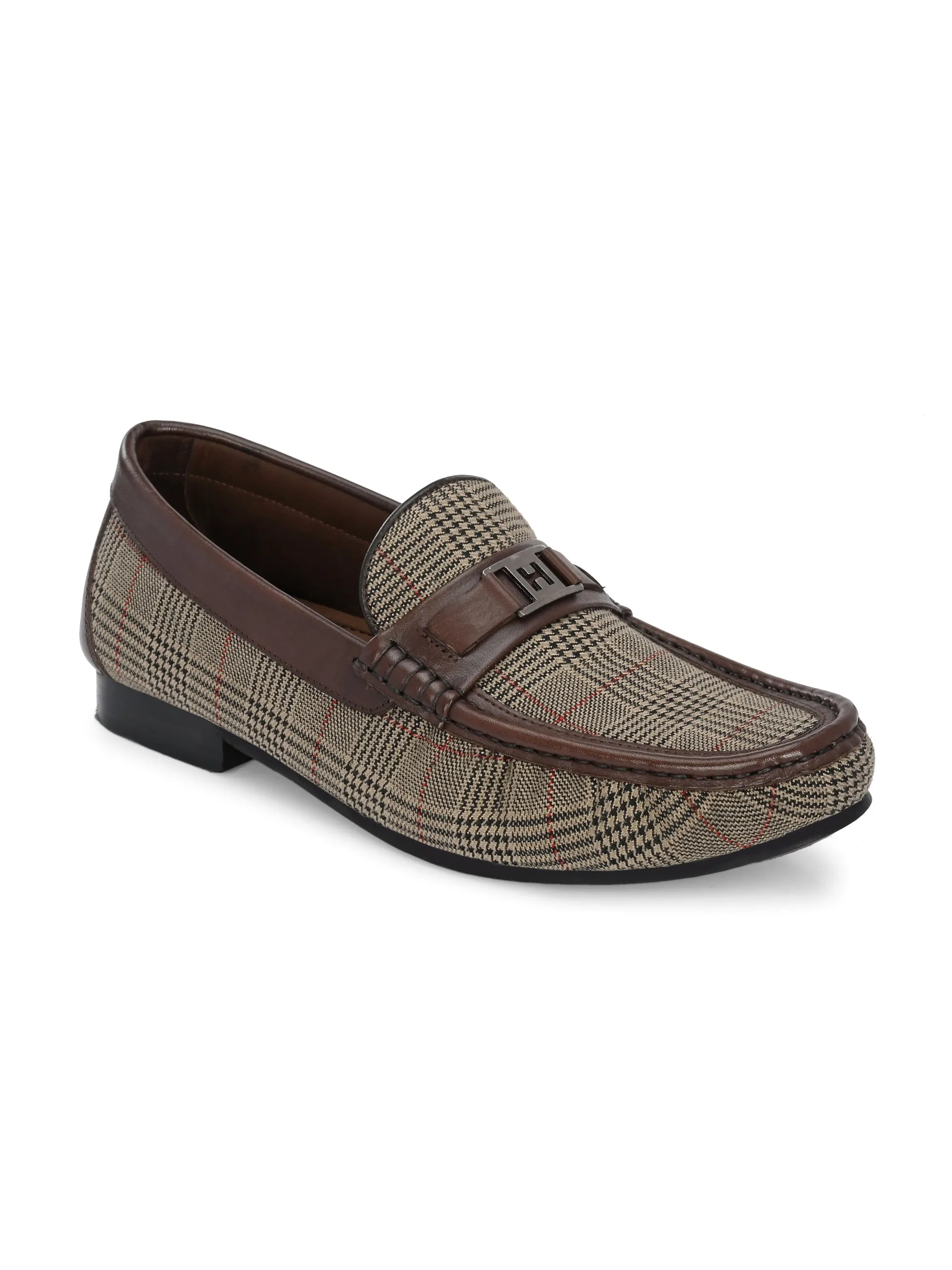HITZ5341-Herren Braune Leder Freizeit-Loafer