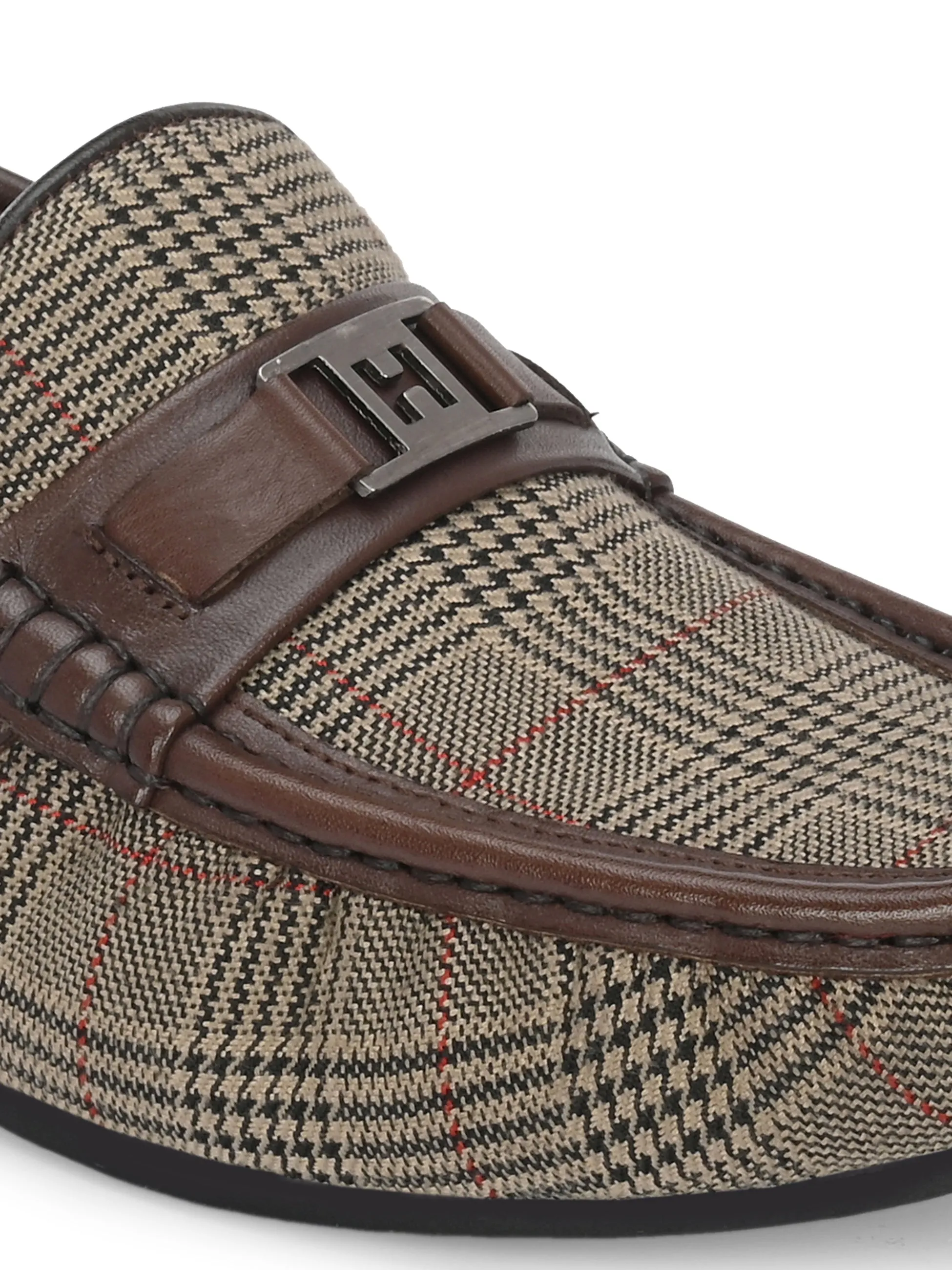 HITZ5341-Herren Braune Leder Freizeit-Loafer