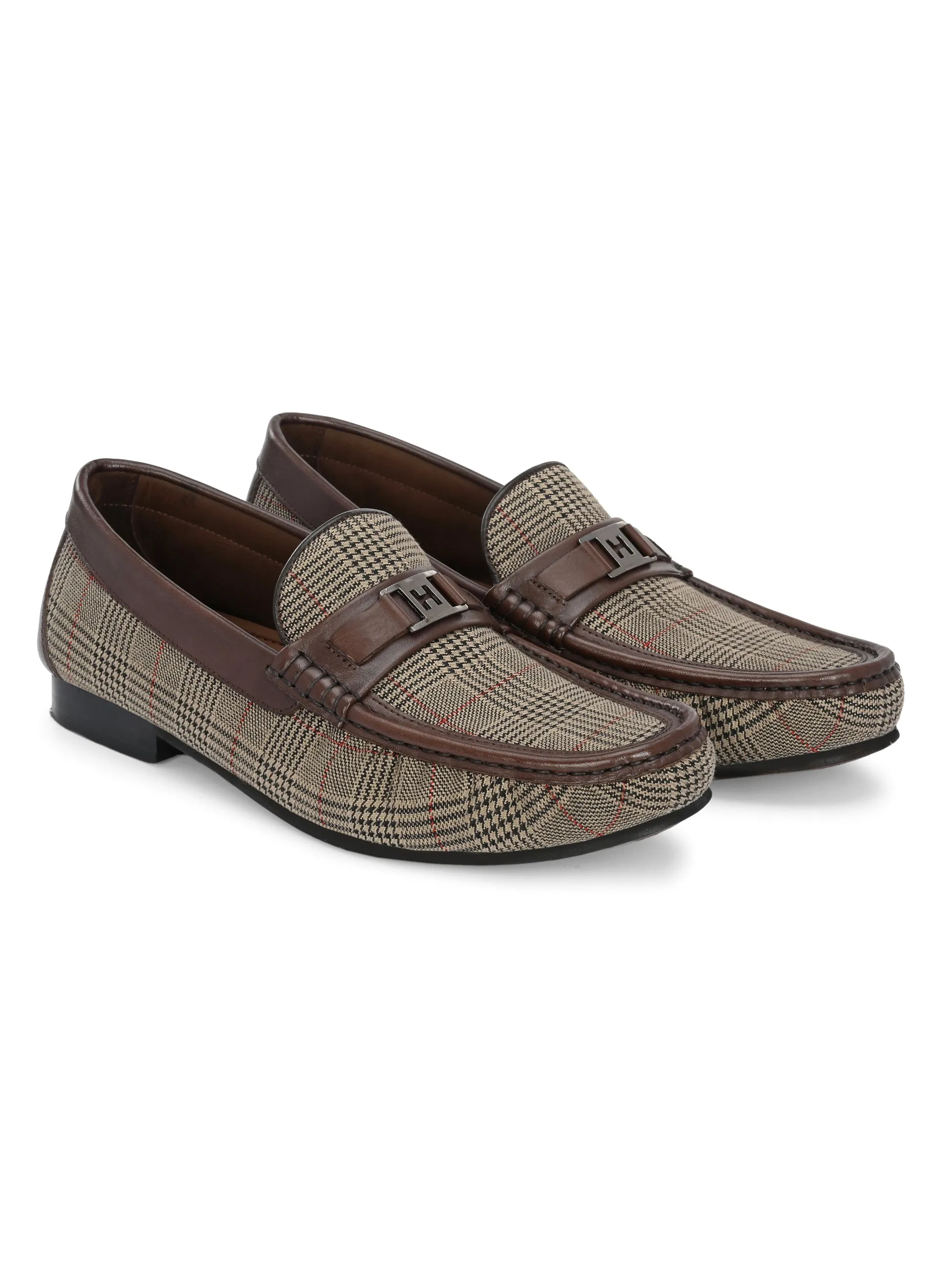 HITZ5341-Herren Braune Leder Freizeit-Loafer