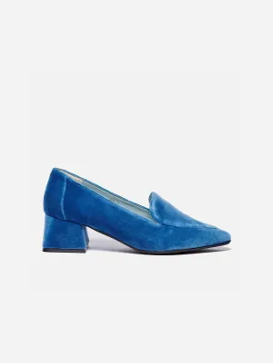 Iris Vegan Velvet Moccasin Loafers | Blau
