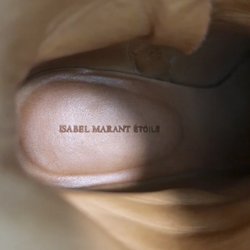 Isabel Marant Etoile Knöchelstiefel Drew Schwarz Leder Größe 37 Holzabsatz Stiefeletten