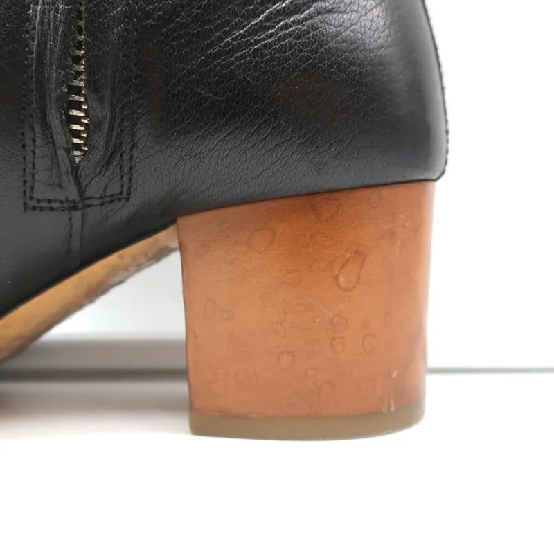 Isabel Marant Etoile Knöchelstiefel Drew Schwarz Leder Größe 37 Holzabsatz Stiefeletten