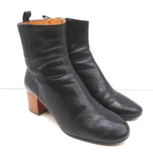 Isabel Marant Etoile Knöchelstiefel Drew Schwarz Leder Größe 37 Holzabsatz Stiefeletten