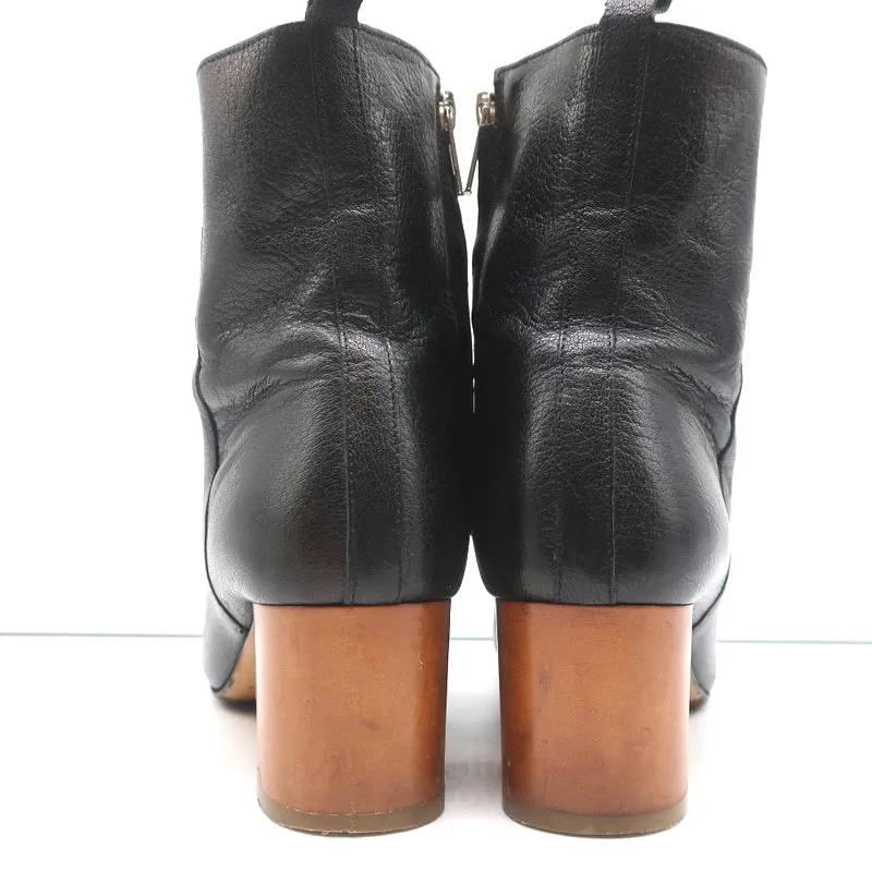 Isabel Marant Etoile Knöchelstiefel Drew Schwarz Leder Größe 37 Holzabsatz Stiefeletten