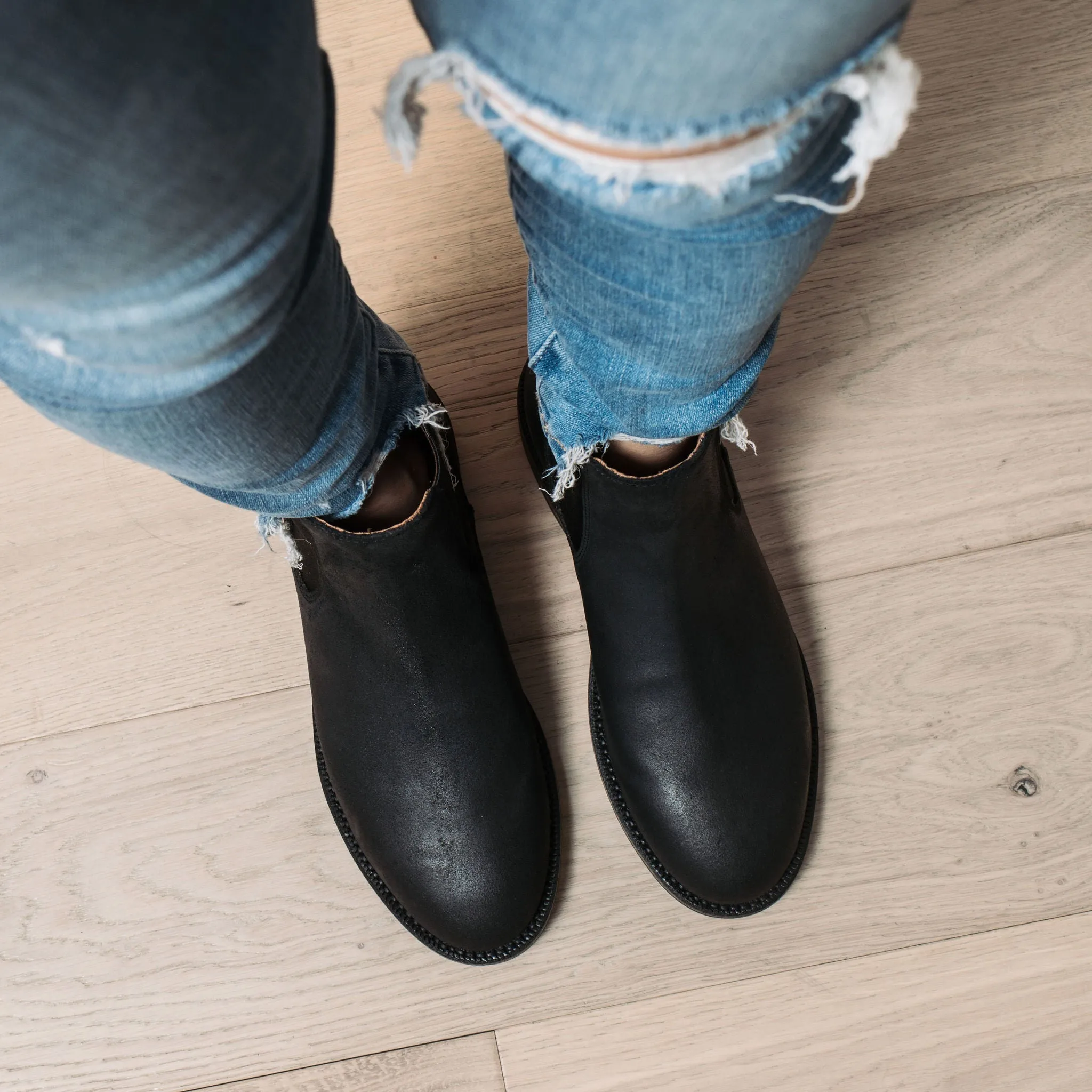 Josephine Chelsea Stiefel Schwarz Gewachst Commander