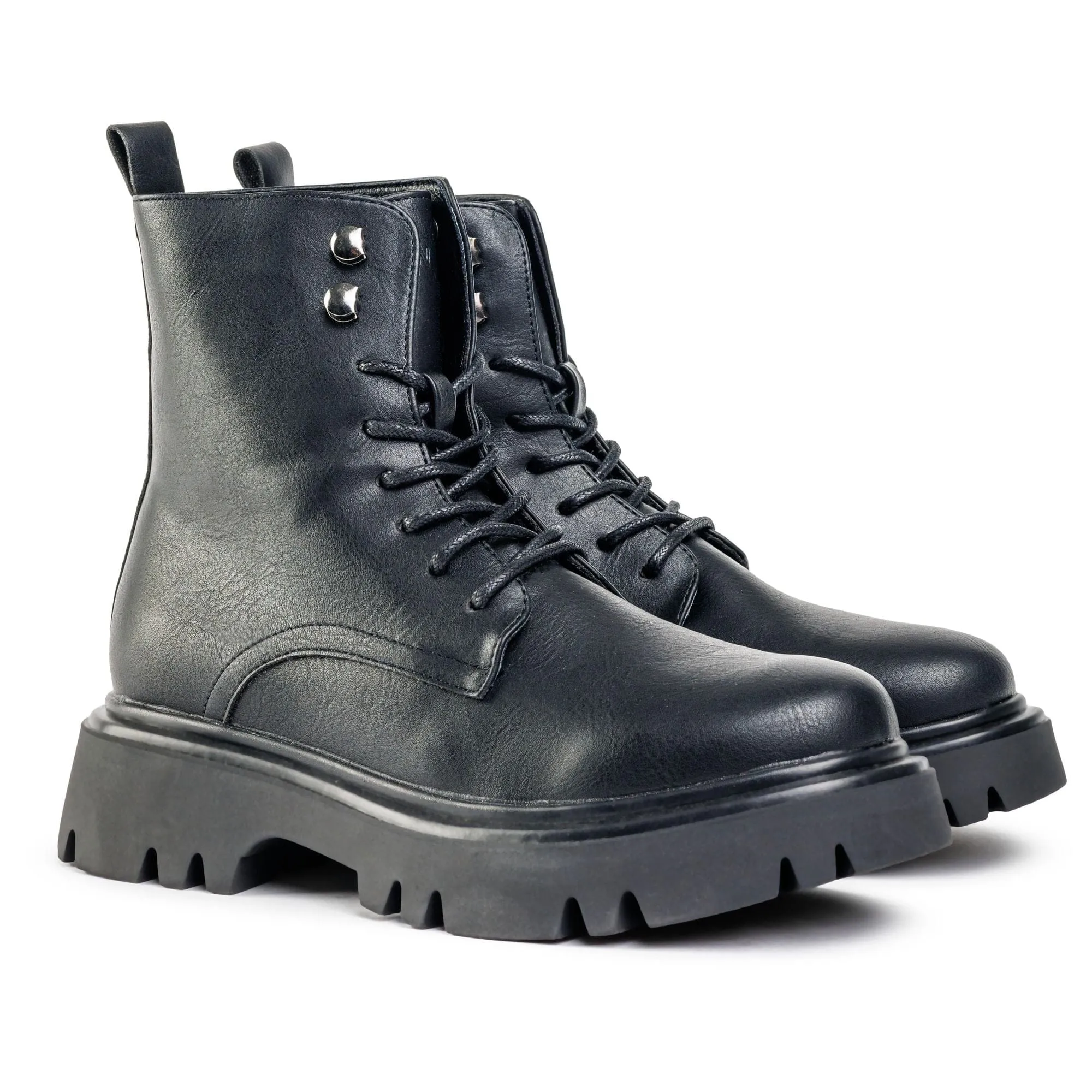 Kanzi Damen Vegane Leder Schnürstiefel | Schwarz