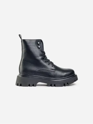 Kanzi Damen Vegane Leder Schnürstiefel | Schwarz