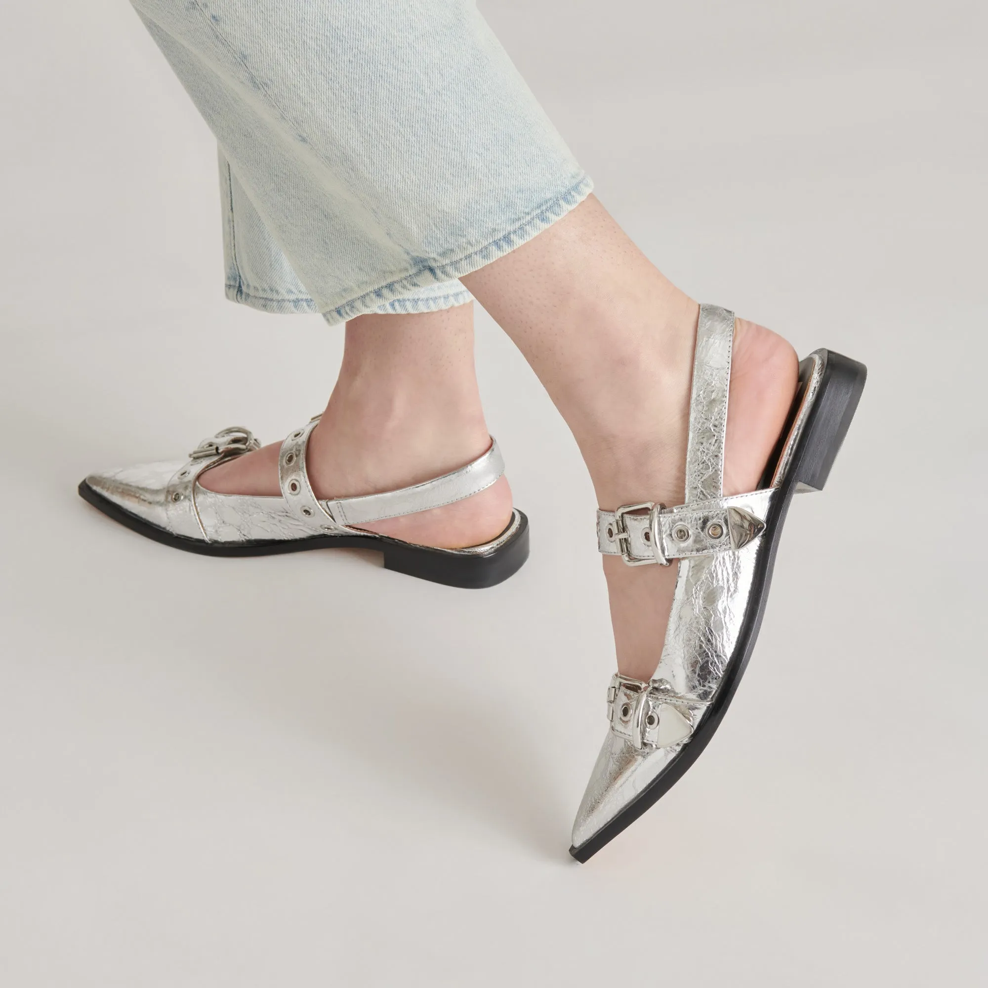 LABELL FLATS SILBER ANTIKE LEDER