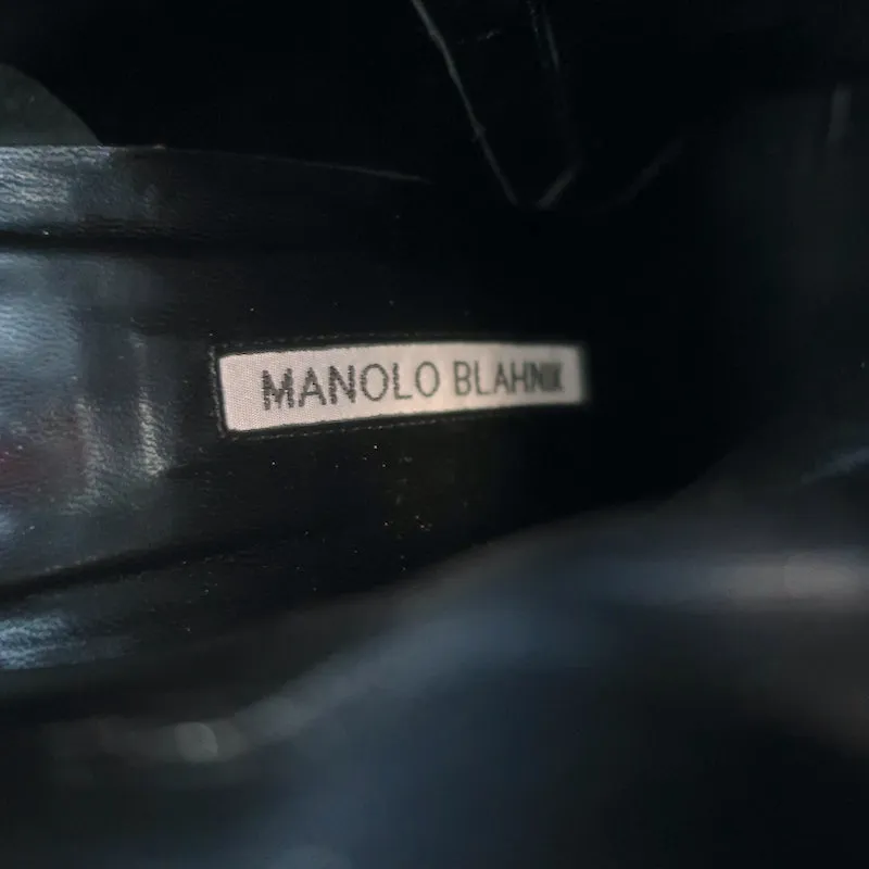 Manolo Blahnik Rosie Stiefeletten Schwarz Leder & Wildleder Größe 35.5