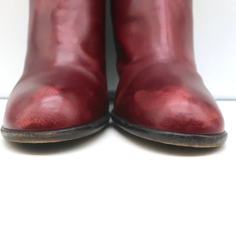 Marc Jacobs High Heel Stiefeletten Rot Leder Größe 40.5