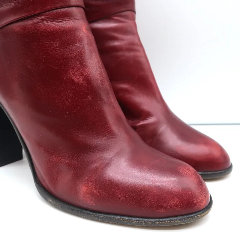 Marc Jacobs High Heel Stiefeletten Rot Leder Größe 40.5