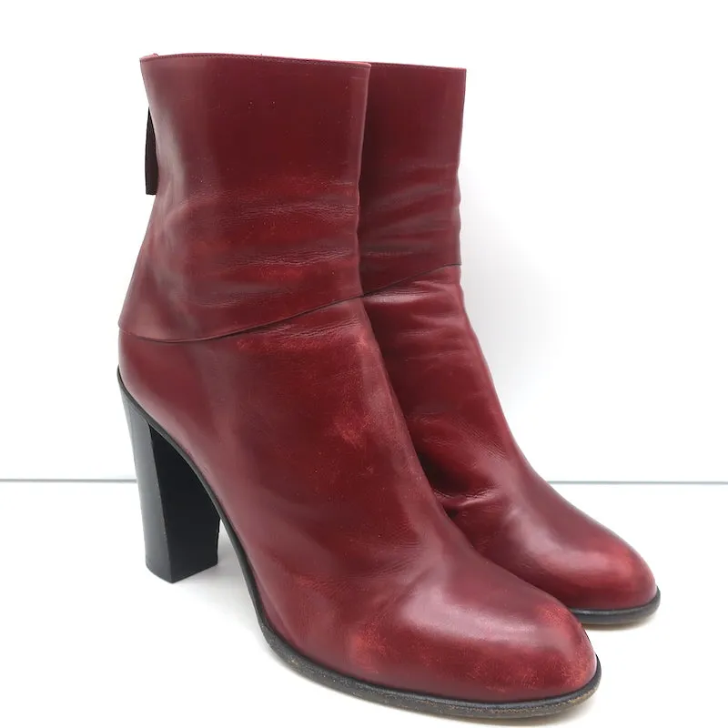 Marc Jacobs High Heel Stiefeletten Rot Leder Größe 40.5