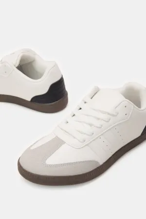 Herren Sneaker aus beigem Material mit Blockabsatz