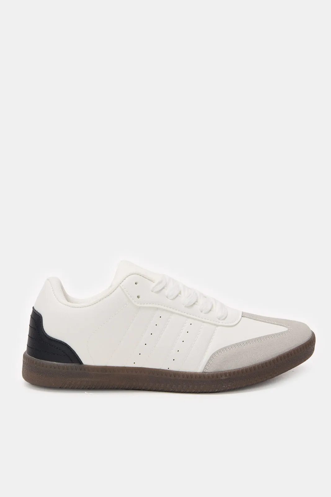Herren Sneaker aus beigem Material mit Blockabsatz