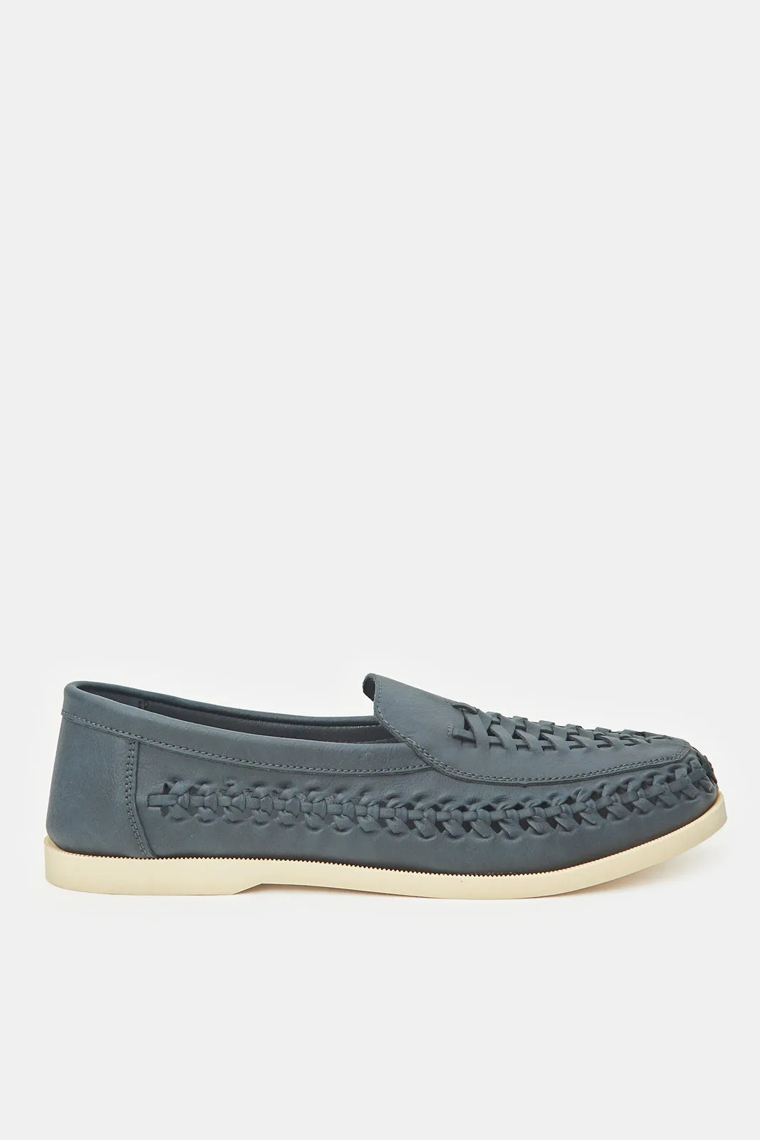 Herren Navy Strukturierte Gewebte Loafers