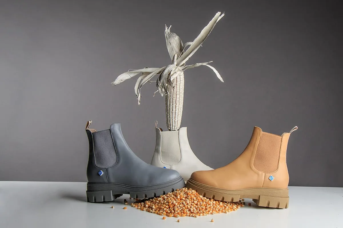 Meine Chelsea Dallas Corn Leder Vegane Stiefel | Grau
