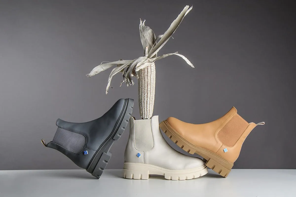 Meine Chelsea Dallas Corn Leder Vegane Stiefel | Grau