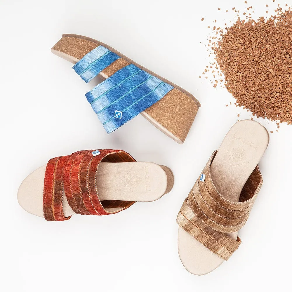 Meine veganen Kork-Keil-Sandalen | Ziegelrot