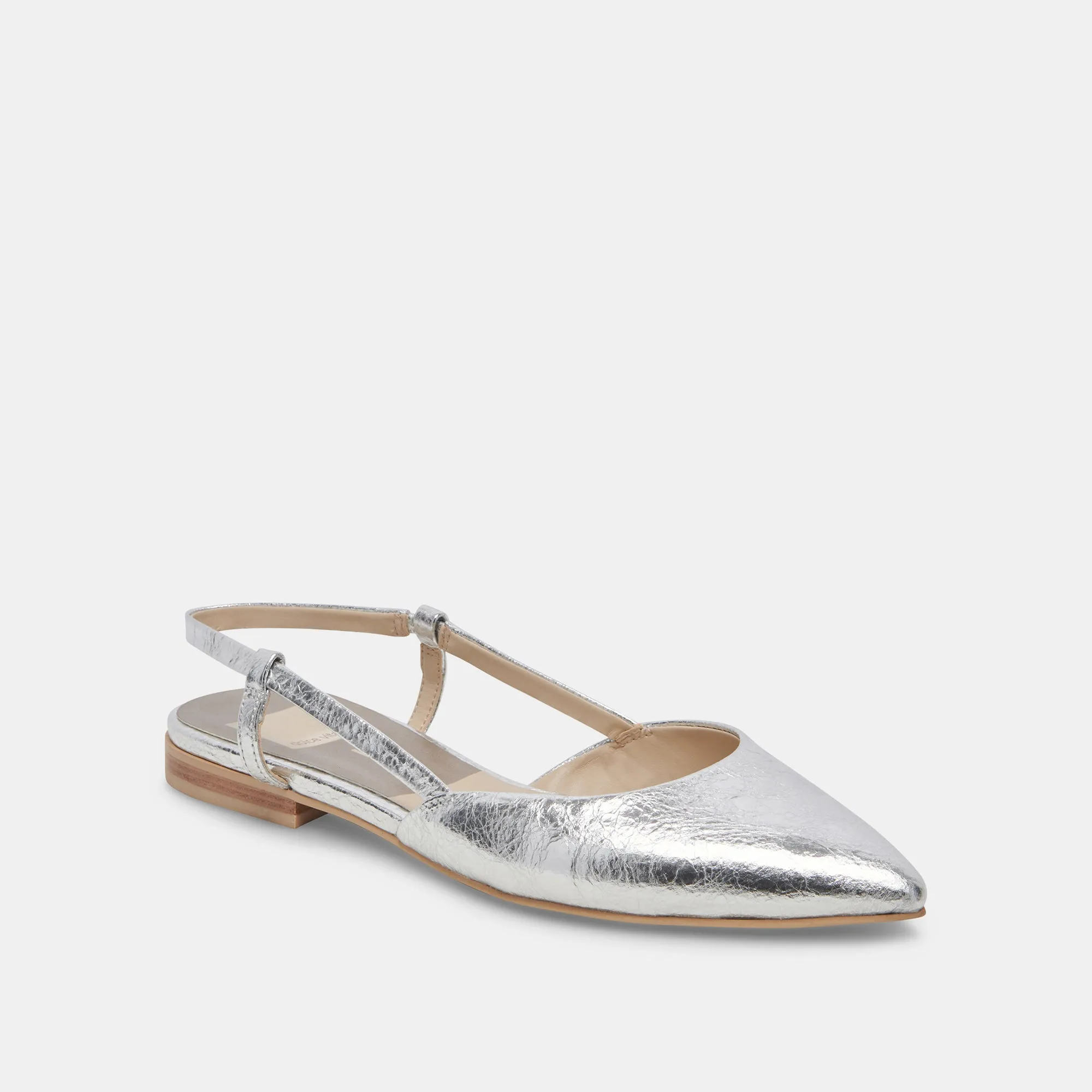NARAH FLATS SILBER METALLIC LEDER