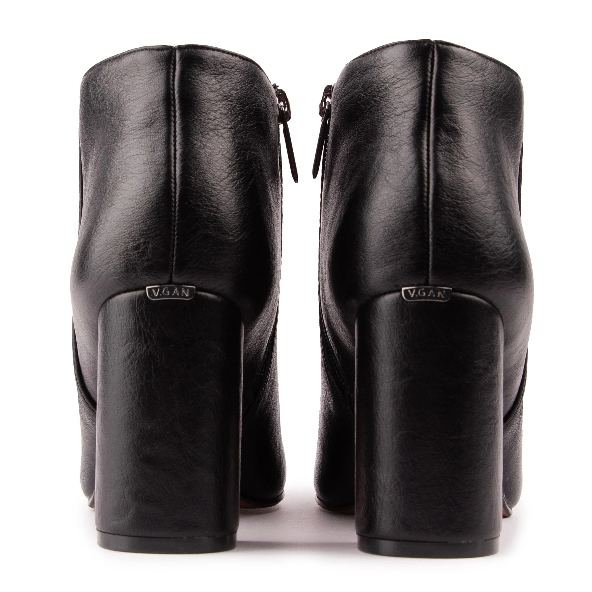 Nectarine Damen Stiefeletten mit Absatz aus veganem Leder | Schwarz