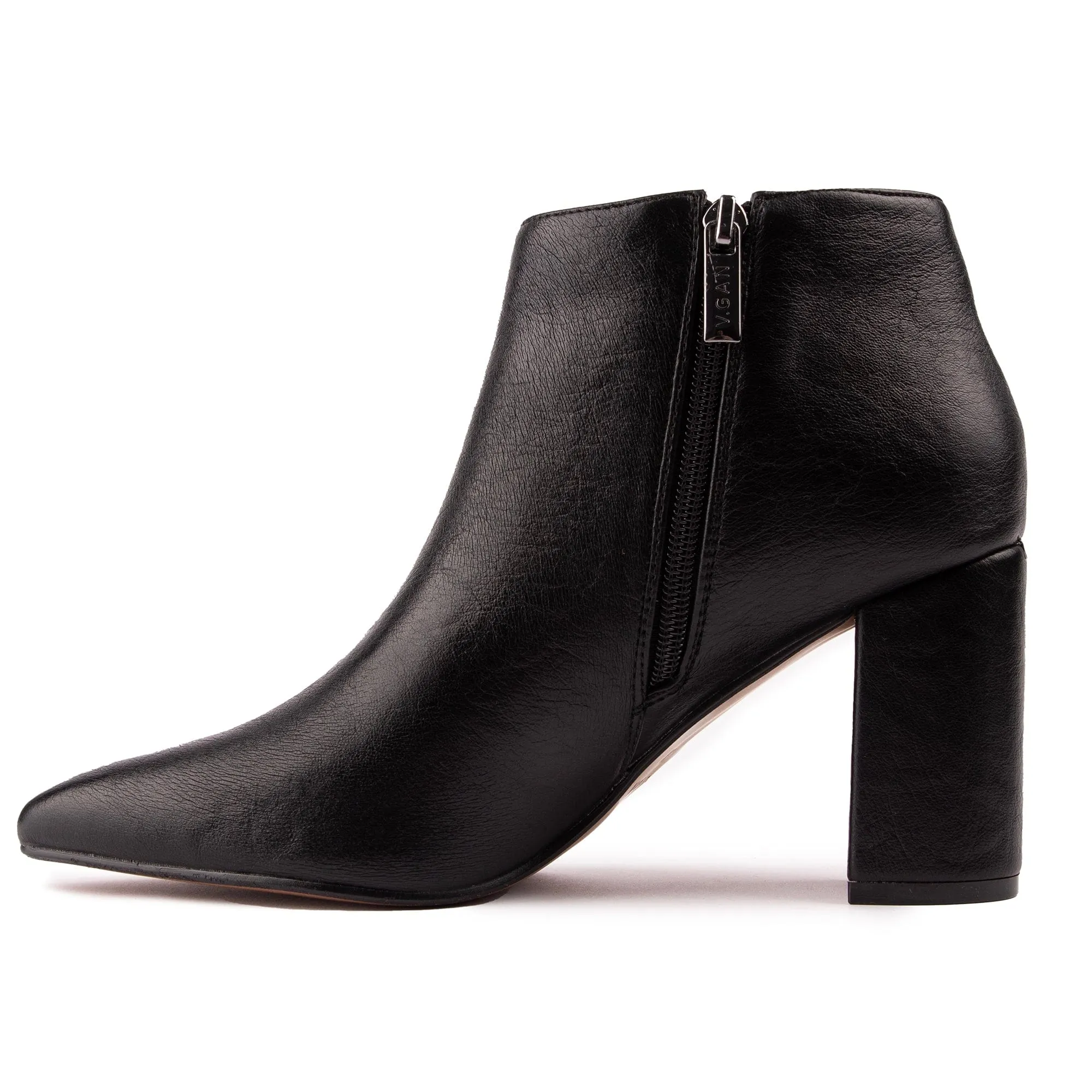 Nectarine Damen Stiefeletten mit Absatz aus veganem Leder | Schwarz