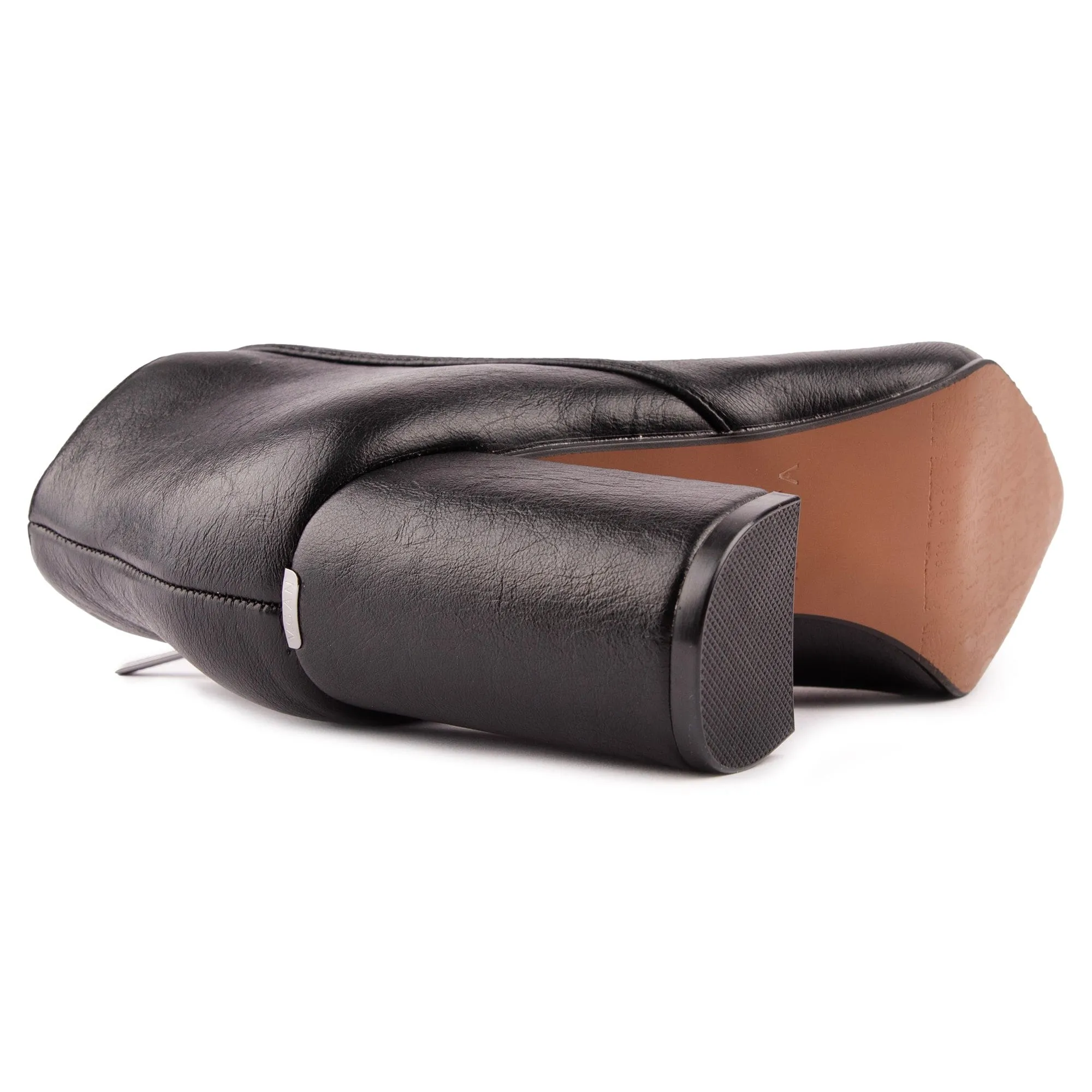 Nectarine Damen Stiefeletten mit Absatz aus veganem Leder | Schwarz