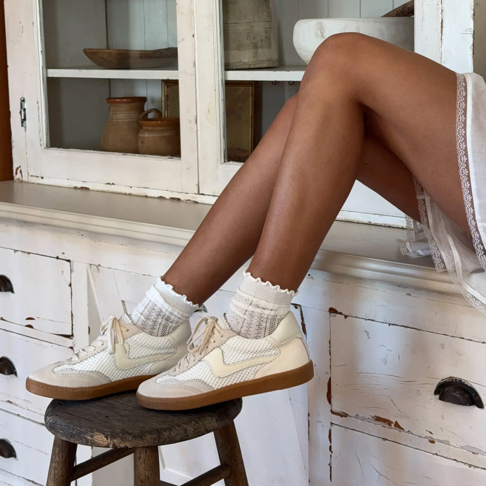 HINWEIS MESH SNEAKERS WEIß GEWEBTES MESH